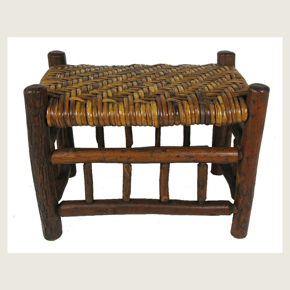 Hickory Spindled Footstool