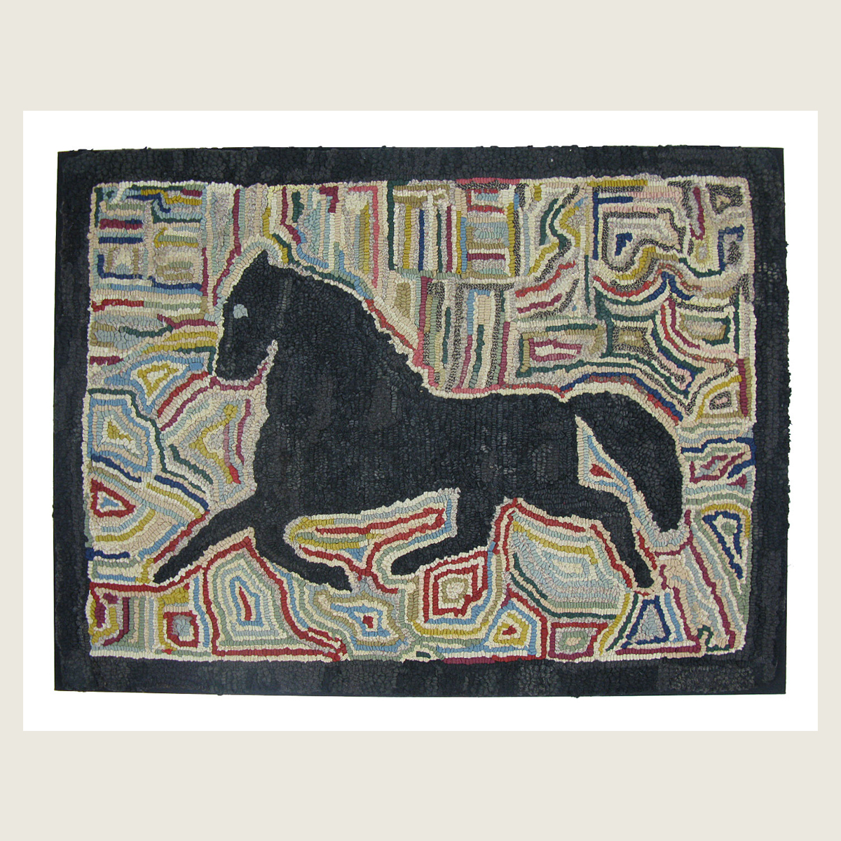 Galloping Horse Hooked Rug