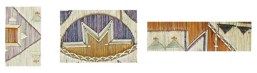 Examples of mosaic, fill and overlay styles of quillwork.