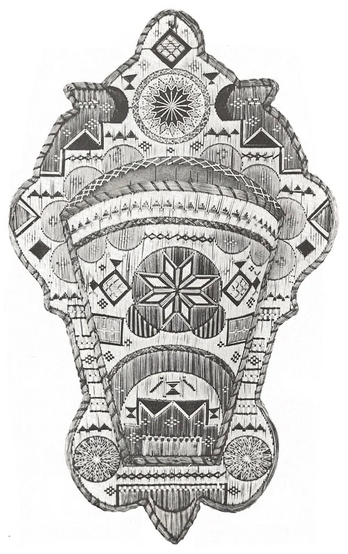 19th Century quill decorated comb box wall pocket (Whitehead, 1982)