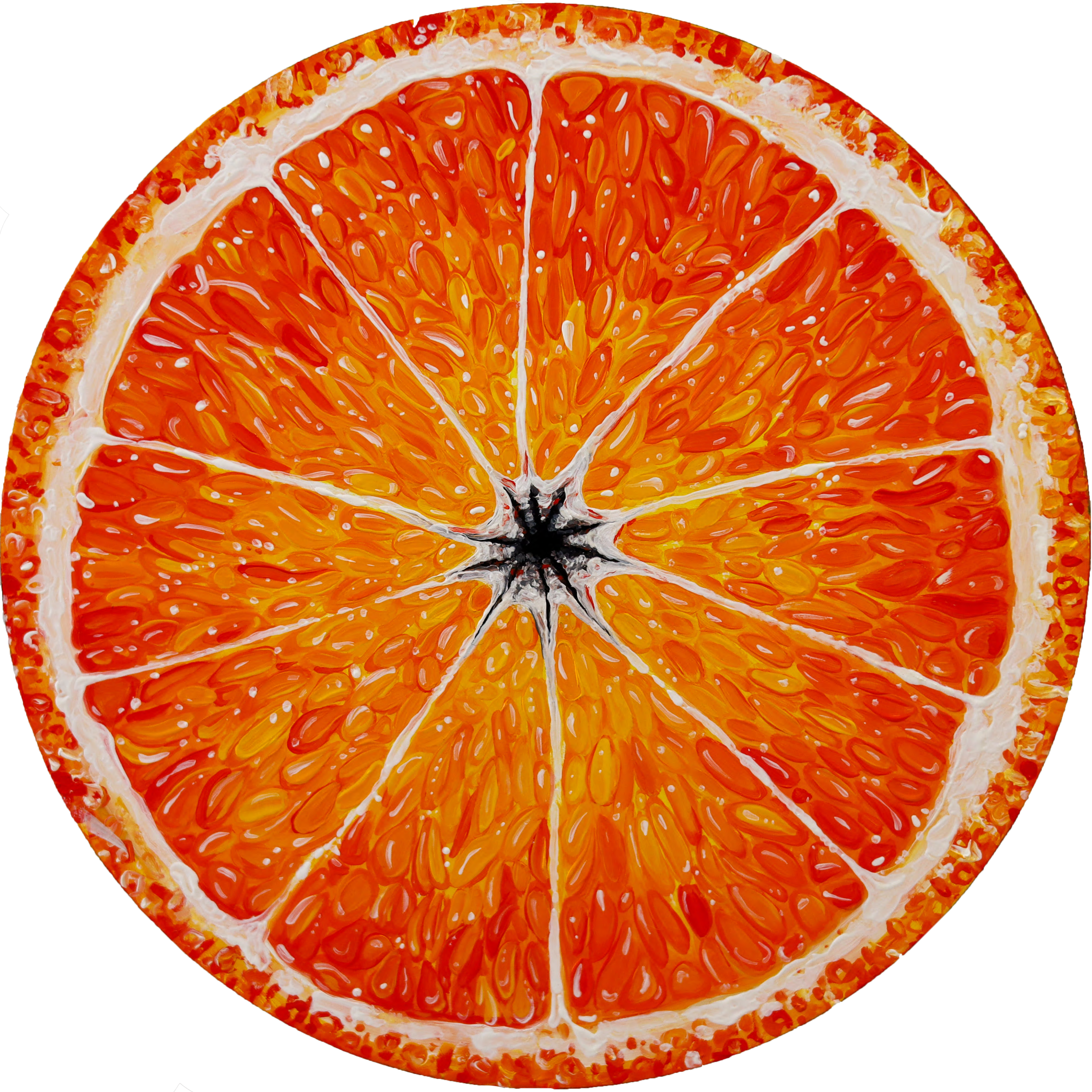 Angela Faustina, BLOOD ORANGE XXXVII, oil on cradled painting panel, 8 diameter.png