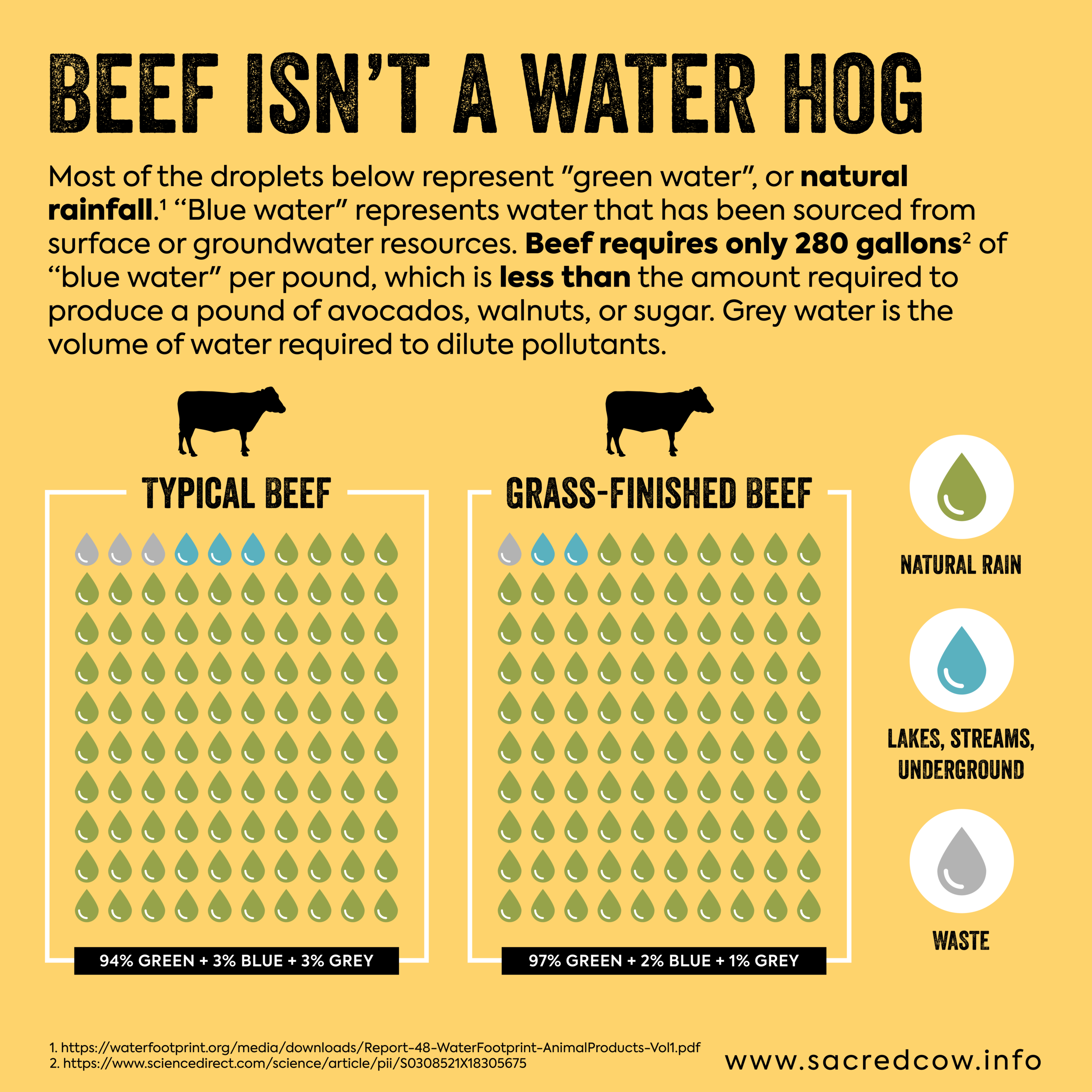 Beef Is NOT a Water Hog - 94% of Water Allocated to Beef Production is  Natural Rainfall — Sacred Cow