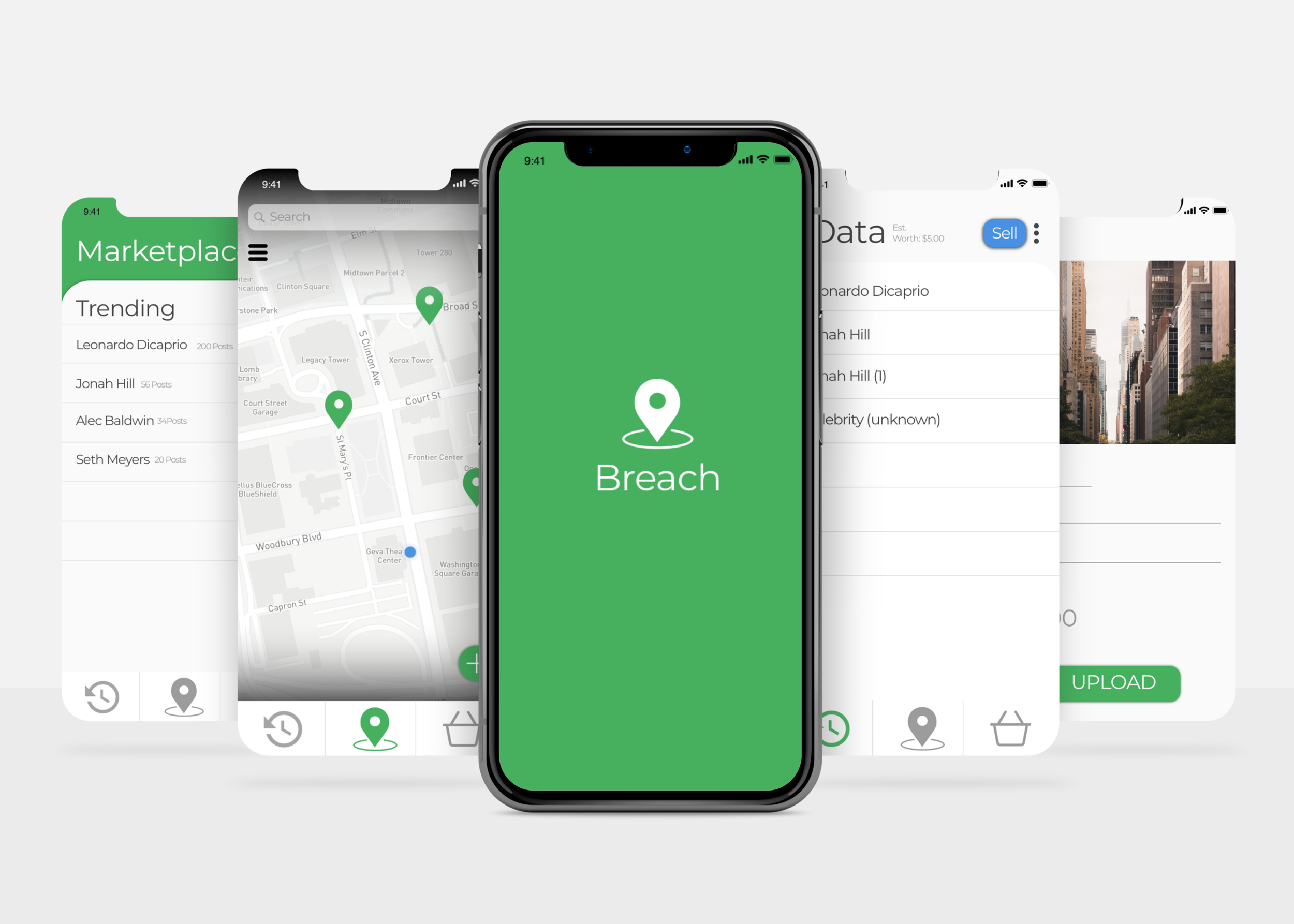 Breach - An App made for a class. App allows one to buy and sell information. Crowd controlled paparazzi