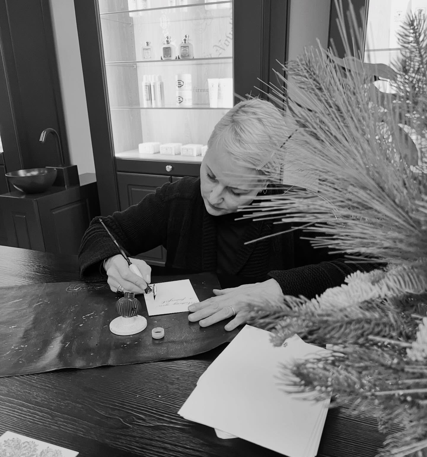 Holiday calligraphy today at Officina Profumo Farmaceutica di Santa Maria Novella, one of my favorite shops in the world. The original location in Florence, Italy opened its doors in 1221 and is still operating today. My favorite products are their p