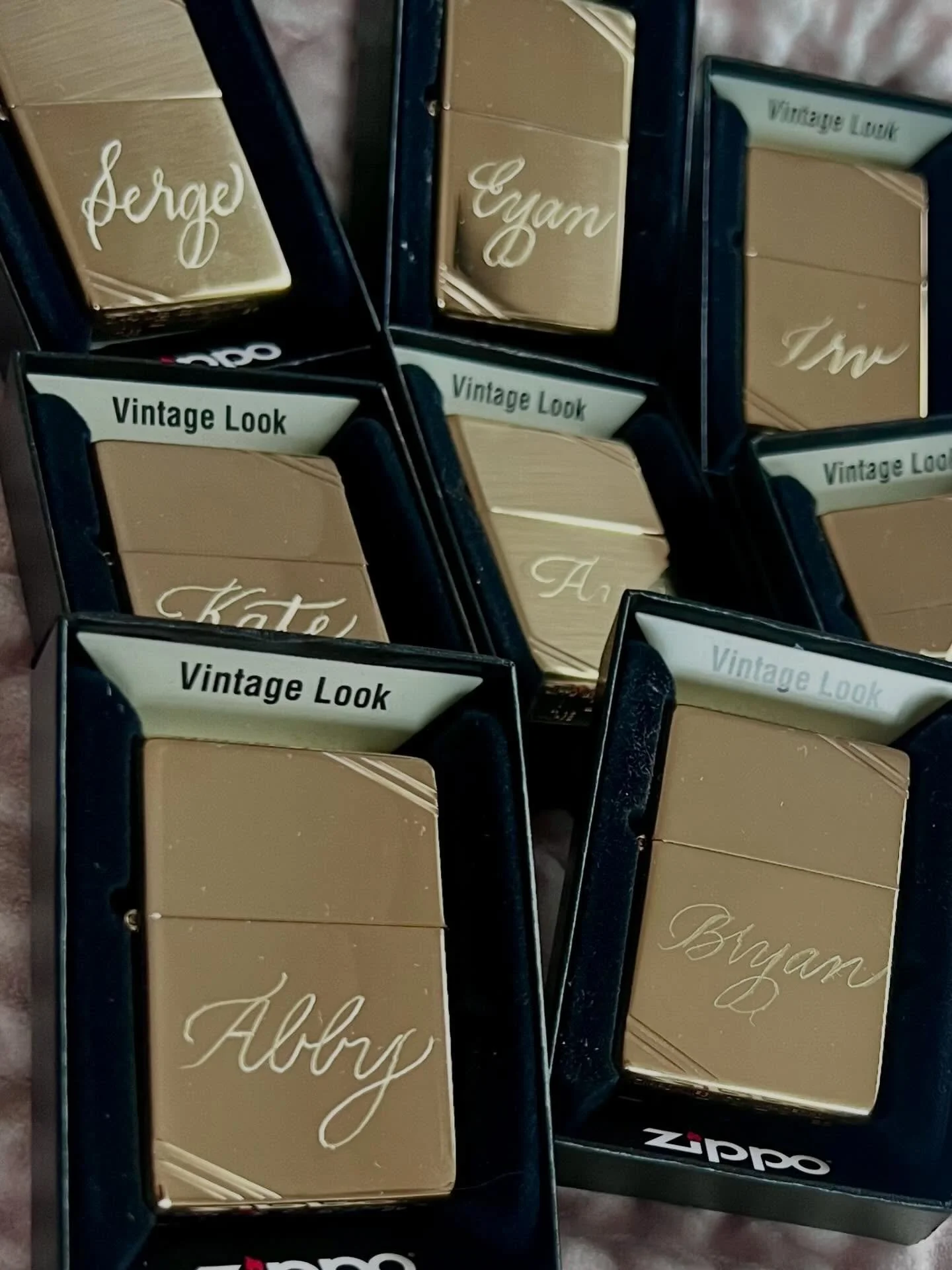 Engraved Zippos will serve as place cards at a very special event this weekend. There was a flaming amount of lighter fluid in the studio over the last few days&hellip; 🔥🔥🔥