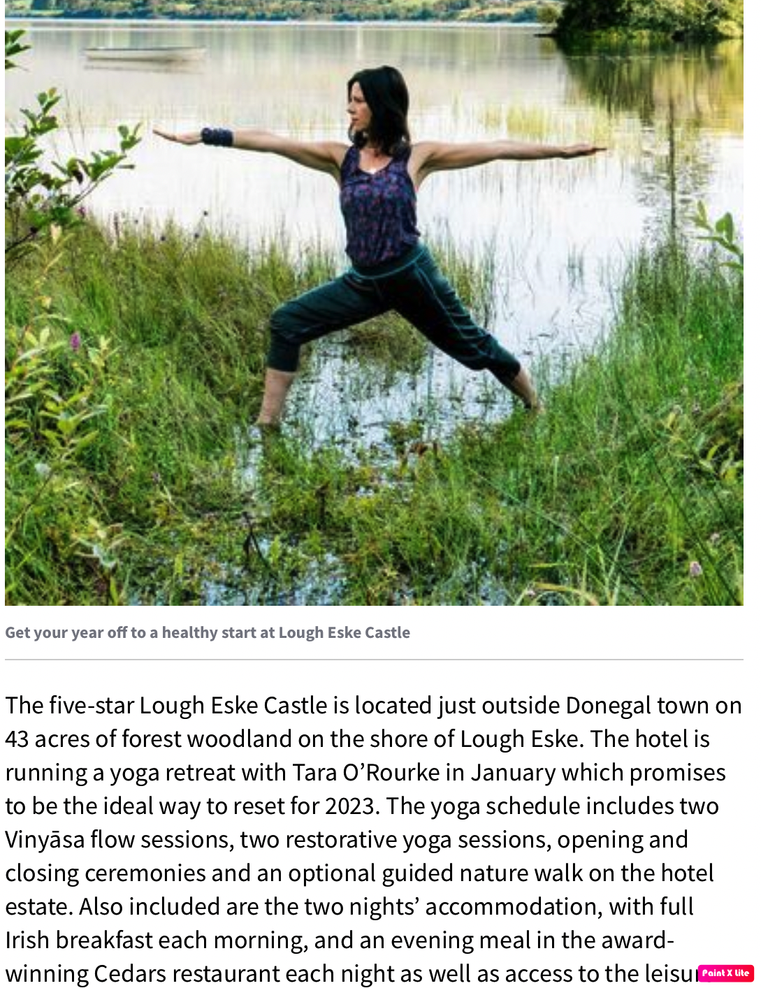 Tara O Rourke Yoga at 5 Star Lough Eske Castle Hotel