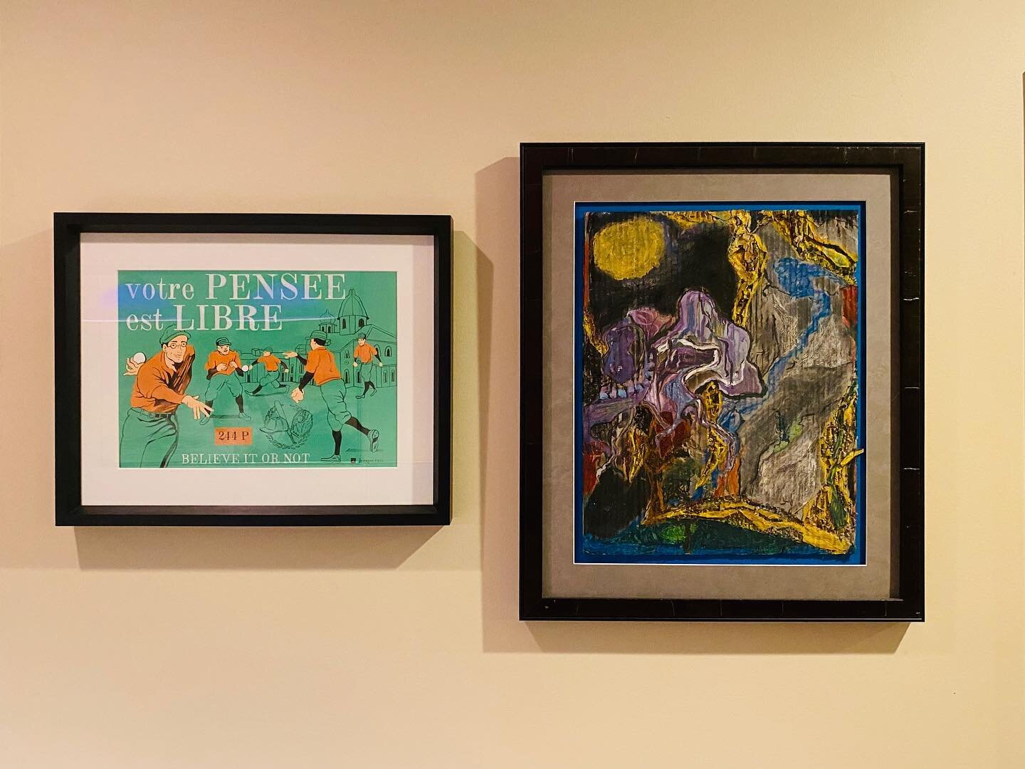 A painting by @daniel_benayun_  and me hanging side by side in the basement at #hawksnest .  I feel he is another brother to me. Art makes a difference in this jello world. My painting is Called &ldquo;TreeHeart&rdquo; and was the inspiration for Tre