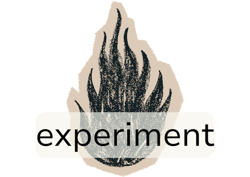 a flame with the words 'experiment' on top