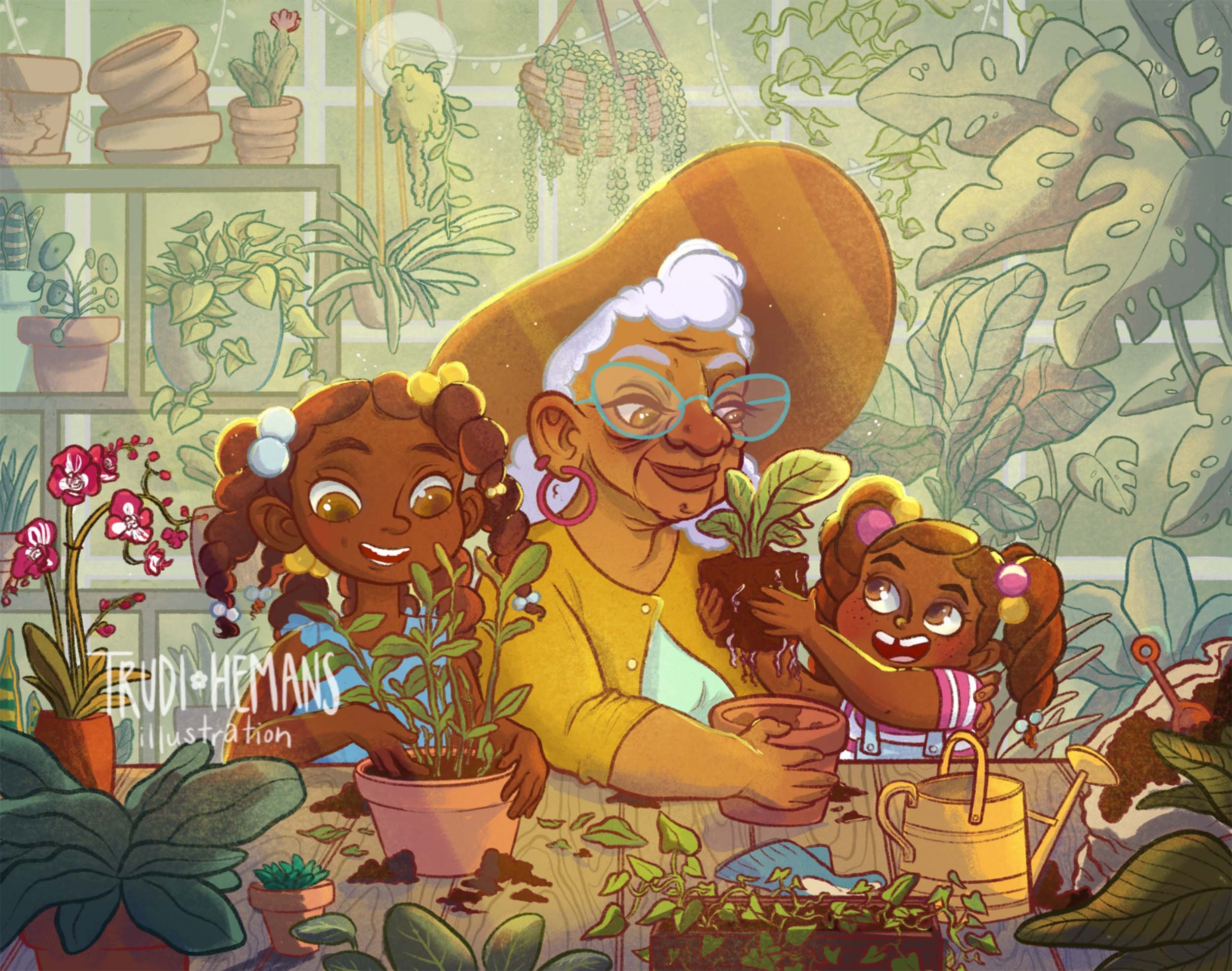 Repotting with Granny
