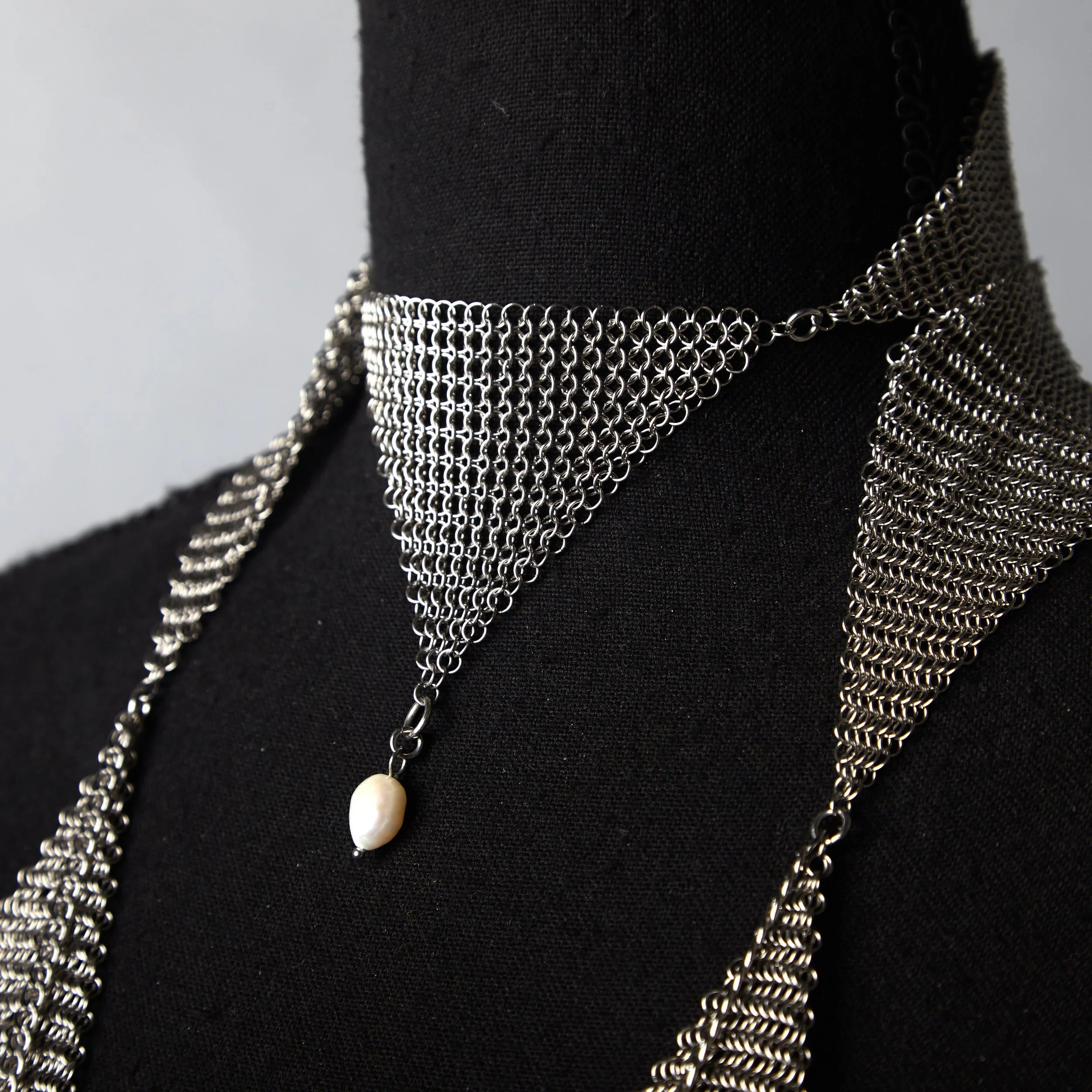 Holy Jester Pearl Chainmail Scarf Close.jpg
