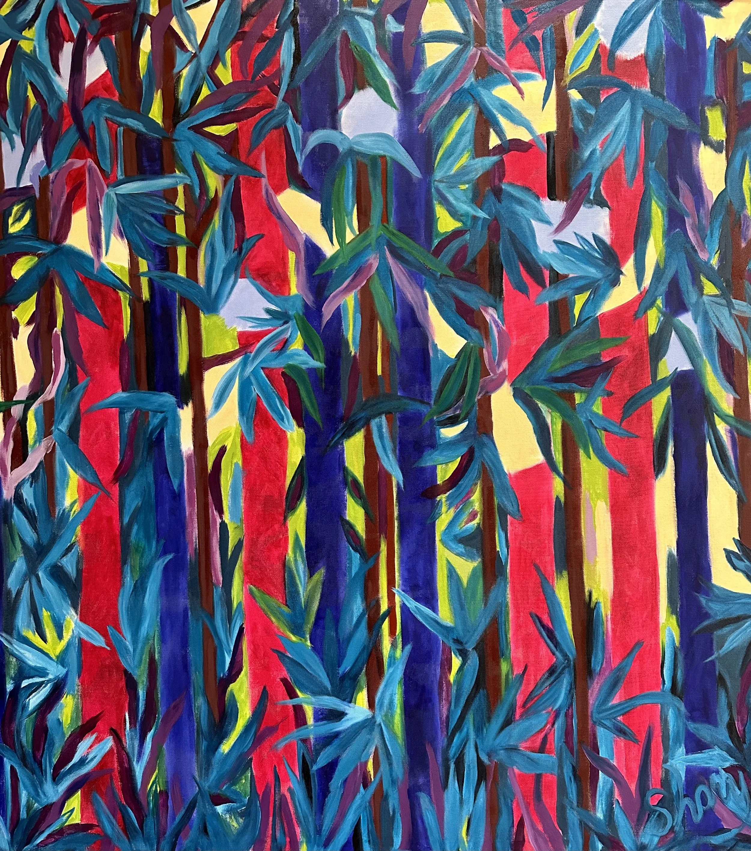    #I. Dense Woods, Oil on Canvas, 68 1/2” x 70 1/2”,  $5,000. My favorite work is often my most recent work. WOODS II is my most recent work and I am quite excited about how these 5 paintings express the quality, the sensations that the woods that I