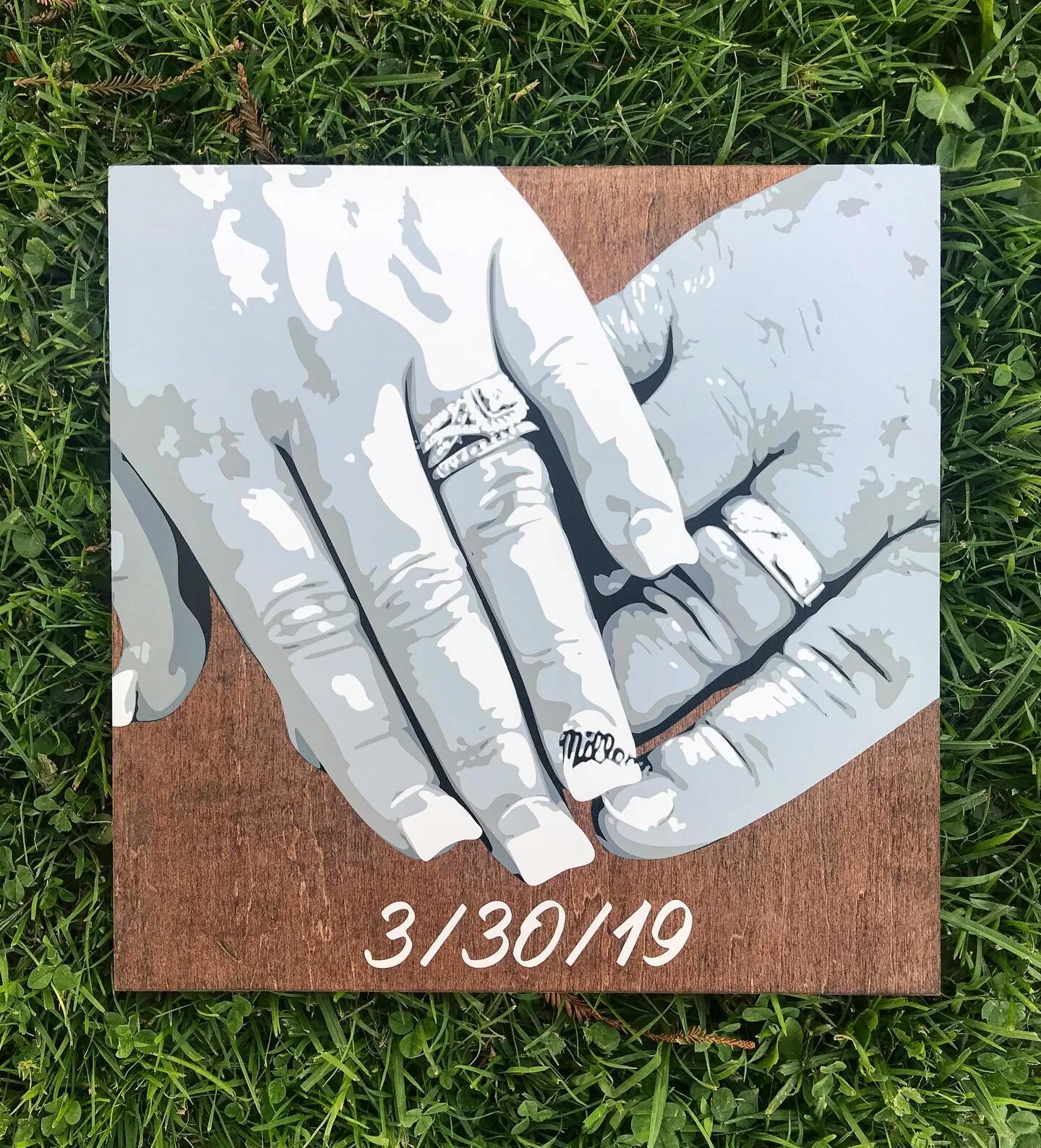 Jerry surprised his wife Brittney with this sweet hand portrait 🤍🤍 Thanks for the support homie!! Swipe to see an old pic of my lowered blue Sonoma that I got from Jerry in high school 🙈 I loved that truck!