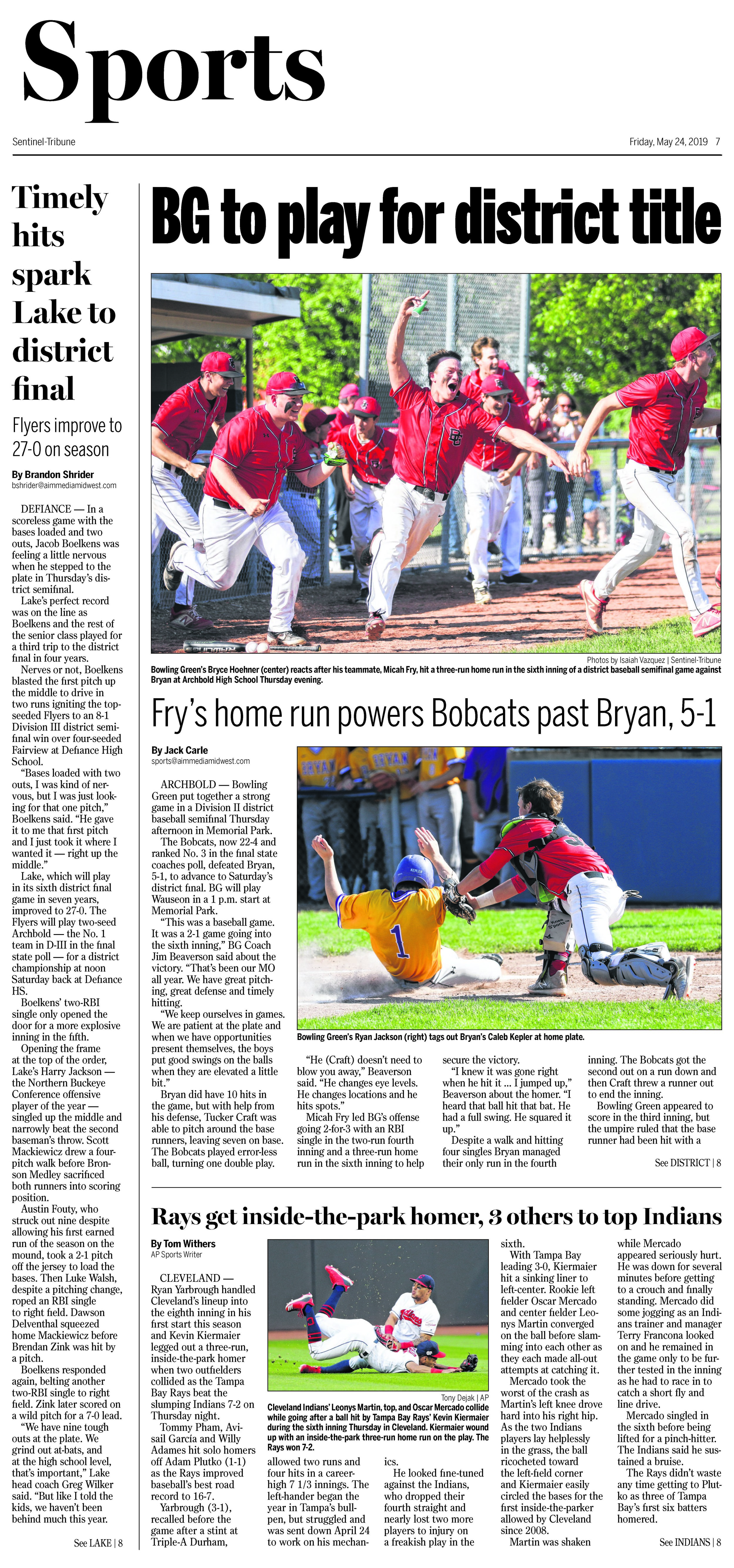 Sentinel-Tribune Sports Front Page