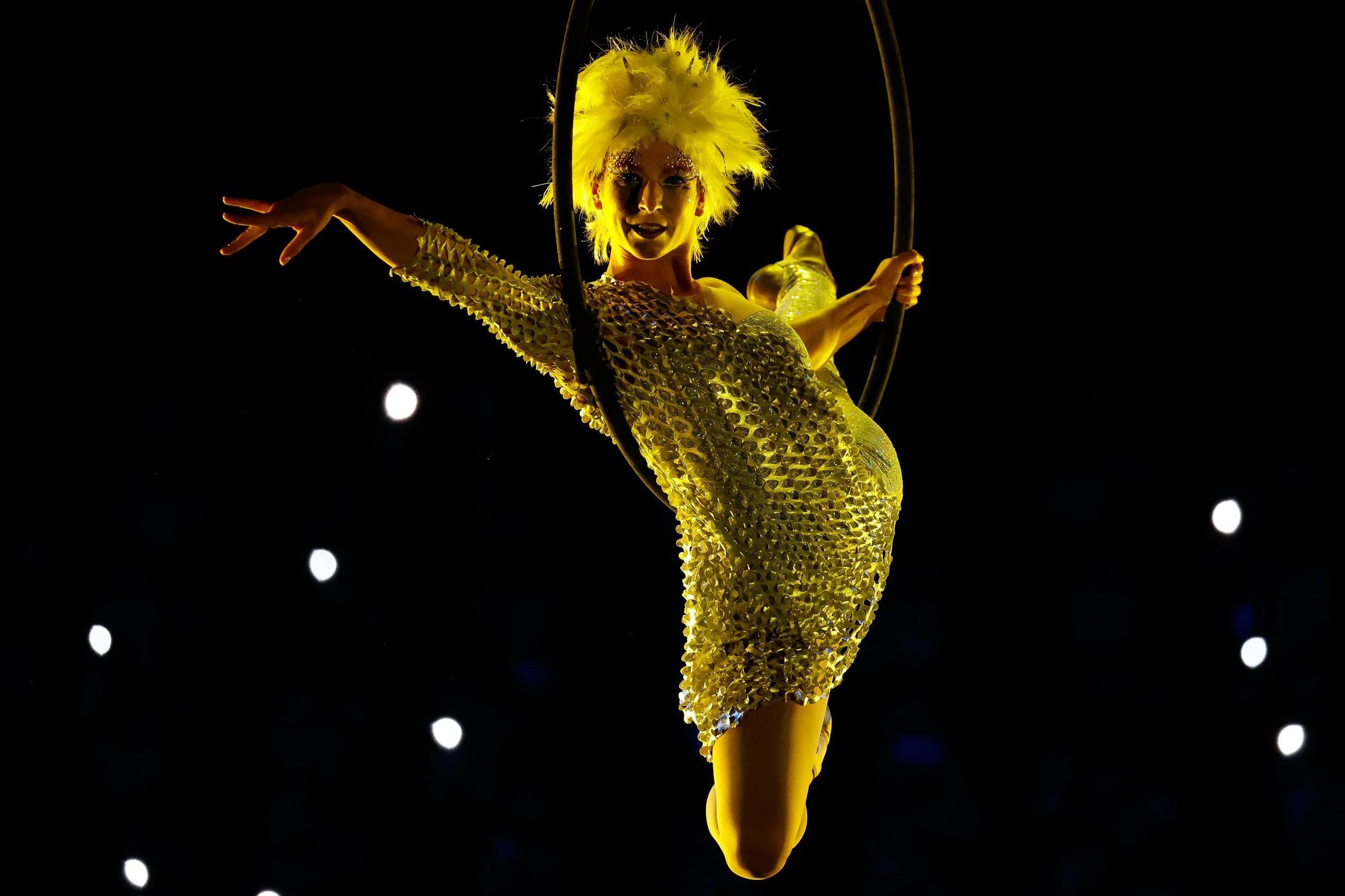  Sarah Sporich performs during the Opening Ceremony at  at the Herb Brooks arena to start the 2023 FISU World University Games on January 12, 2023 in Lake Placid, New York. 