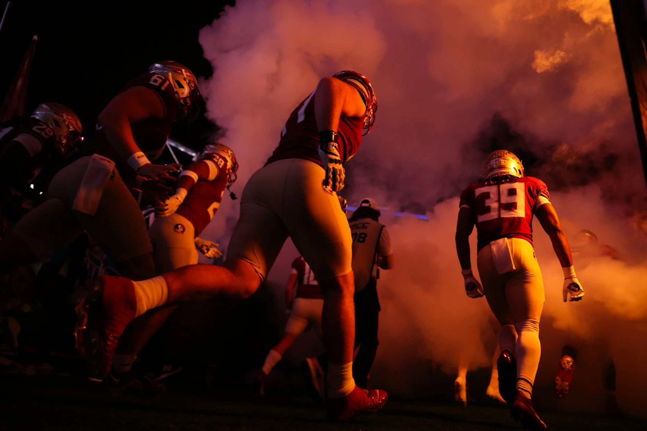  CHARLOTTE, NORTH CAROLINA - DECEMBER 2: The Florida State Seminoles take the field to face Louisville Cardinals in the ACC Championship at Bank of America Stadium on December 2, 2023 in Charlotte, North Carolina. (Photo by Isaiah Vazquez/Getty Image