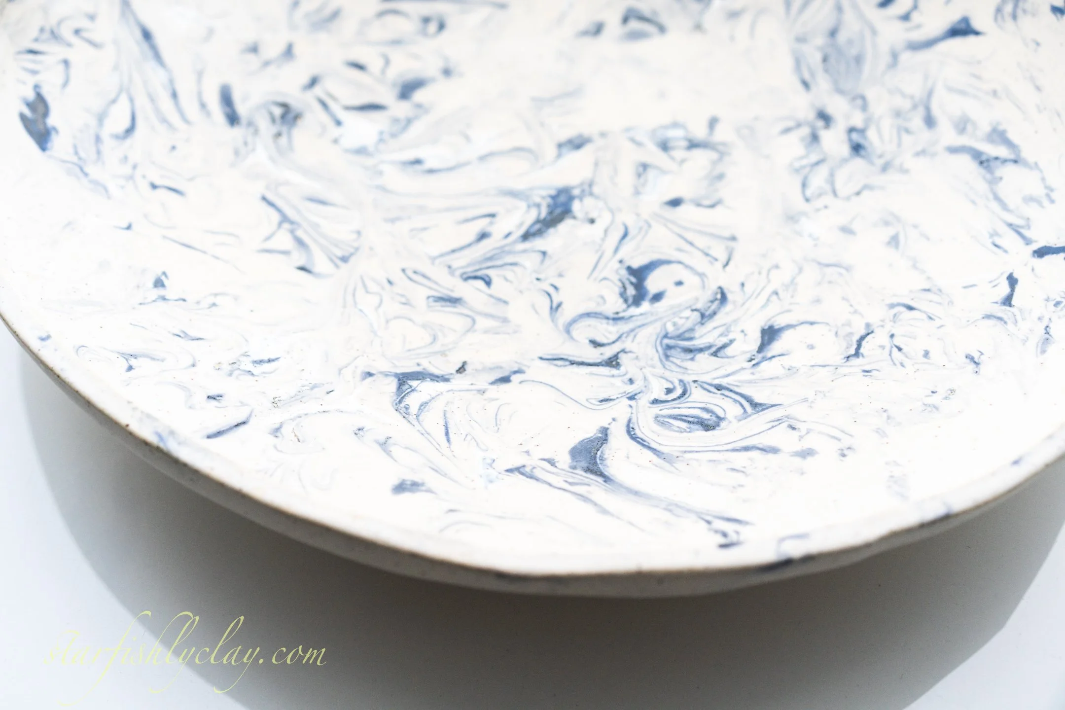Indigo Marble 14" Bowl.  YYC.  Handmade Pottery. Made in Alberta.  Made in Canada.  Artisanal Ceramics.