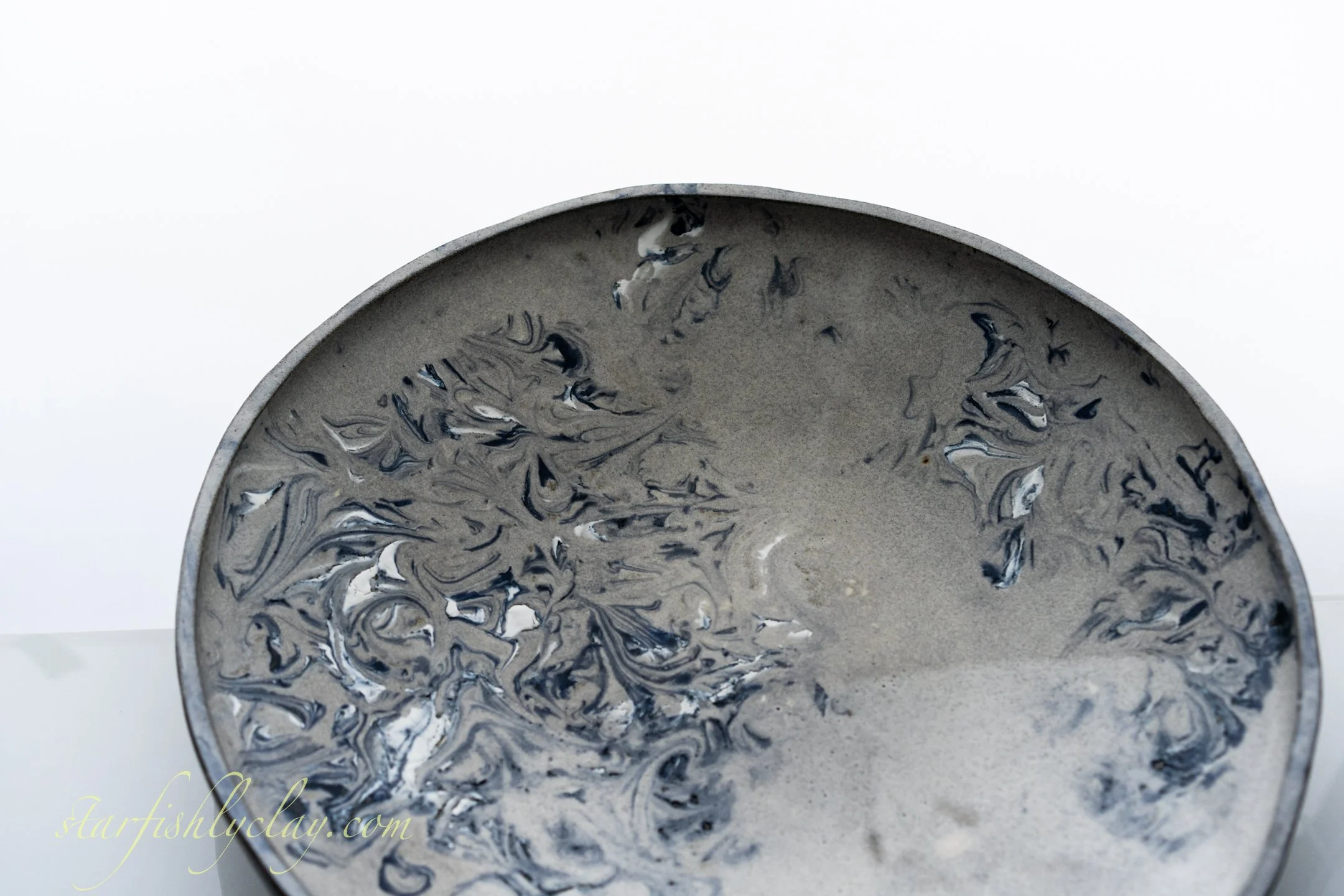 Mist & Marble 14" Bowl.  YYC.  Handmade Pottery. Made in Alberta.  Made in Canada.  Artisanal Ceramics.