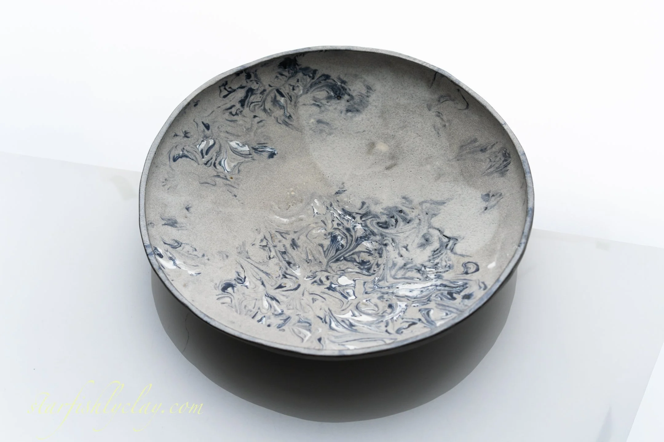 Mist & Marble 14" Bowl.  YYC.  Handmade Pottery. Made in Alberta.  Made in Canada.  Artisanal Ceramics.