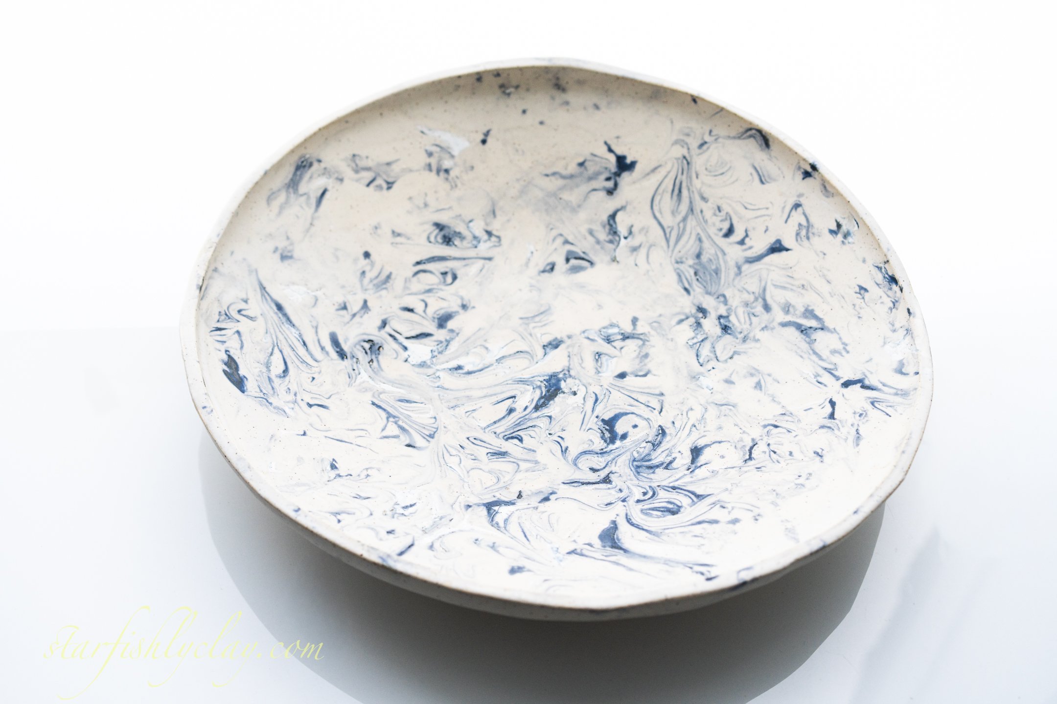 Indigo Marble 14" Bowl.  YYC.  Handmade Pottery. Made in Alberta.  Made in Canada.  Artisanal Ceramics.