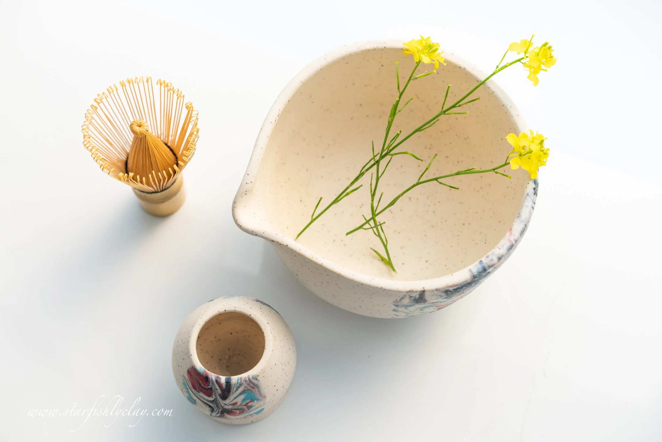 Matcha Set. Handmade Bowl with Whisk Holder. Made in Calgary. Local YYC. Made in Alberta. Made in Canada. Locally handmade pottery. Handmade Ceramics.