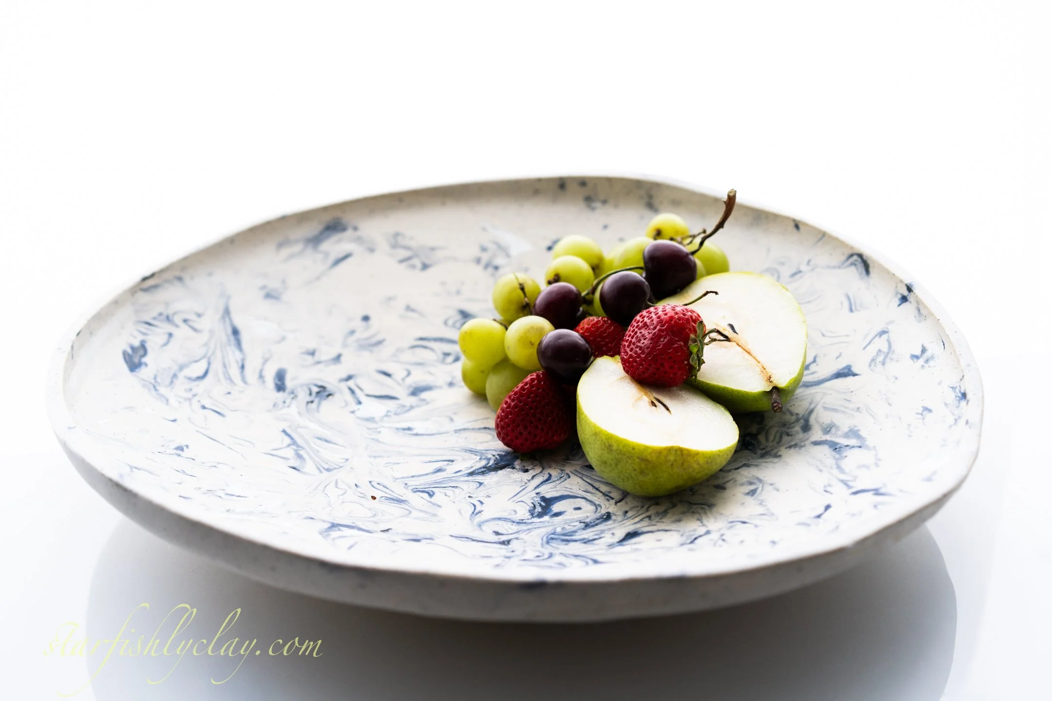 Indigo Marble 14" Bowl.  YYC.  Handmade Pottery. Made in Alberta.  Made in Canada.  Artisanal Ceramics.
