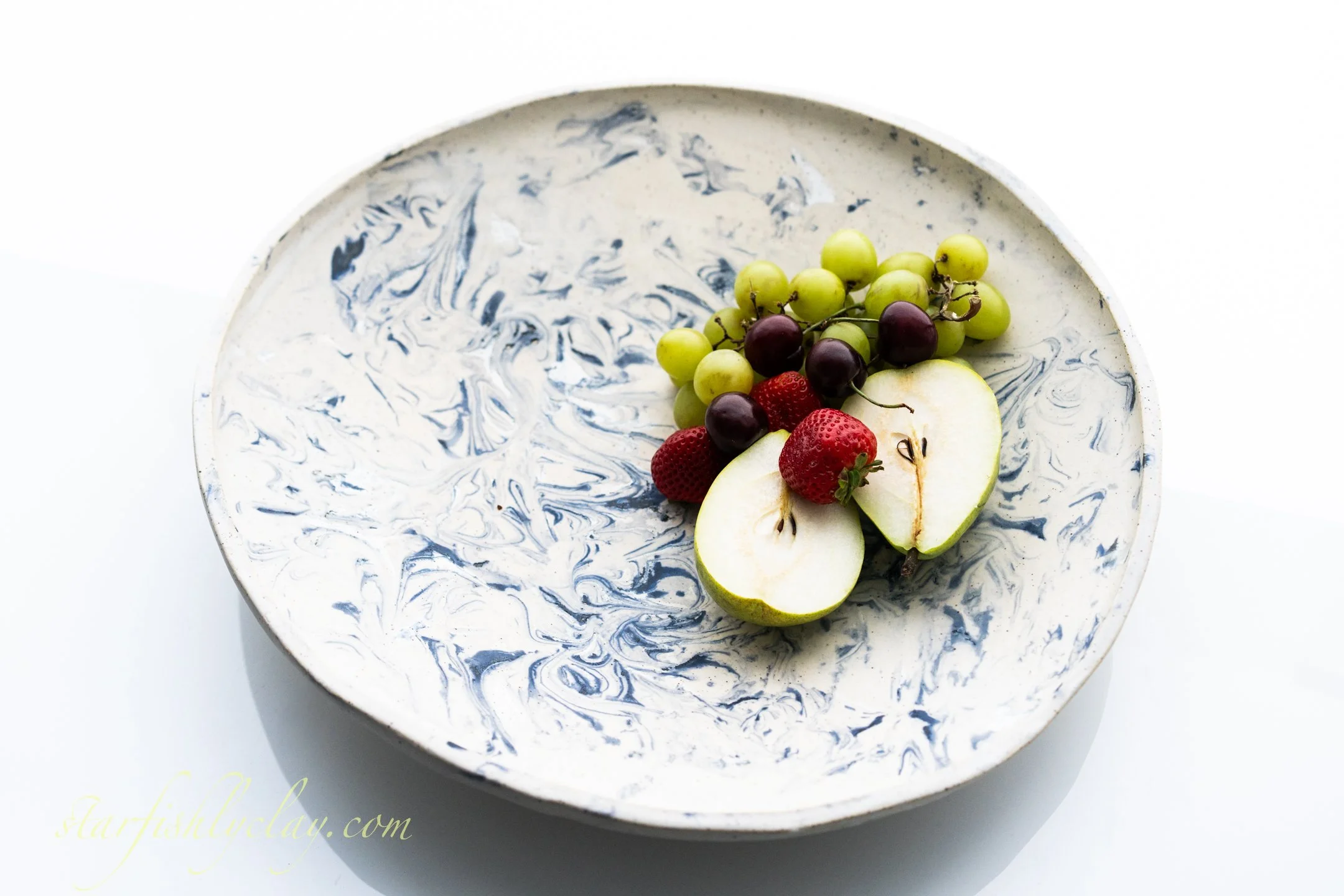 Indigo Marble 14" Bowl.  YYC.  Handmade Pottery. Made in Alberta.  Made in Canada.  Artisanal Ceramics.