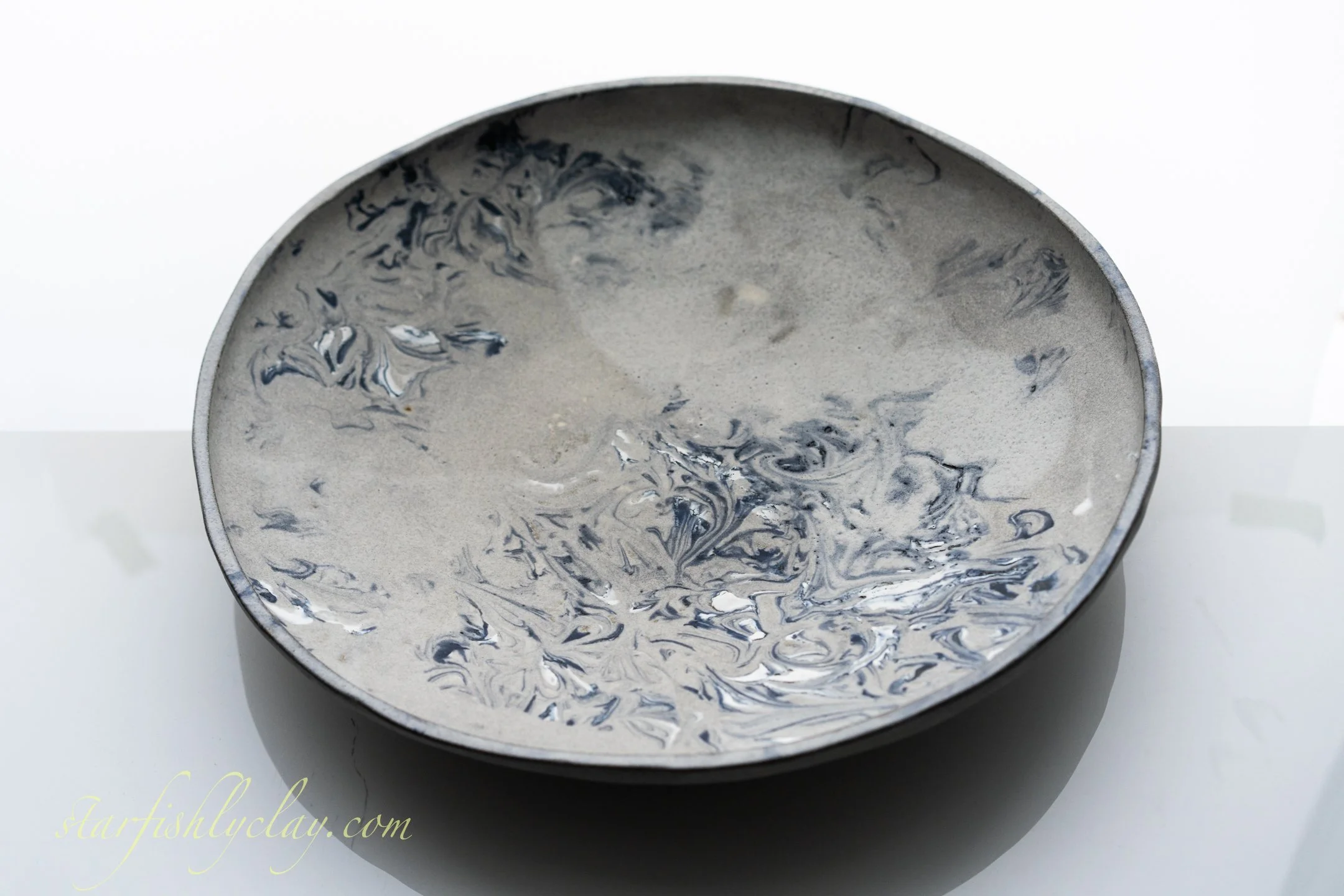 Mist & Marble 14" Bowl.  YYC.  Handmade Pottery. Made in Alberta.  Made in Canada.  Artisanal Ceramics.