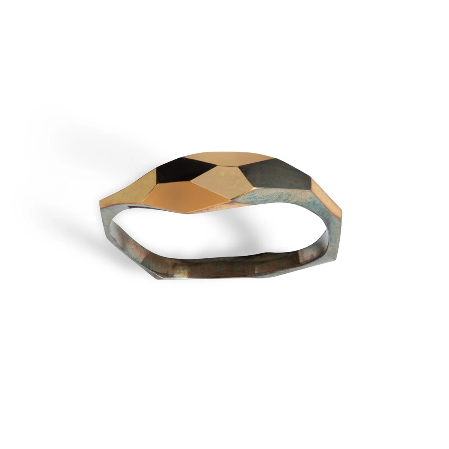 Gold and Silver Geometric Ring