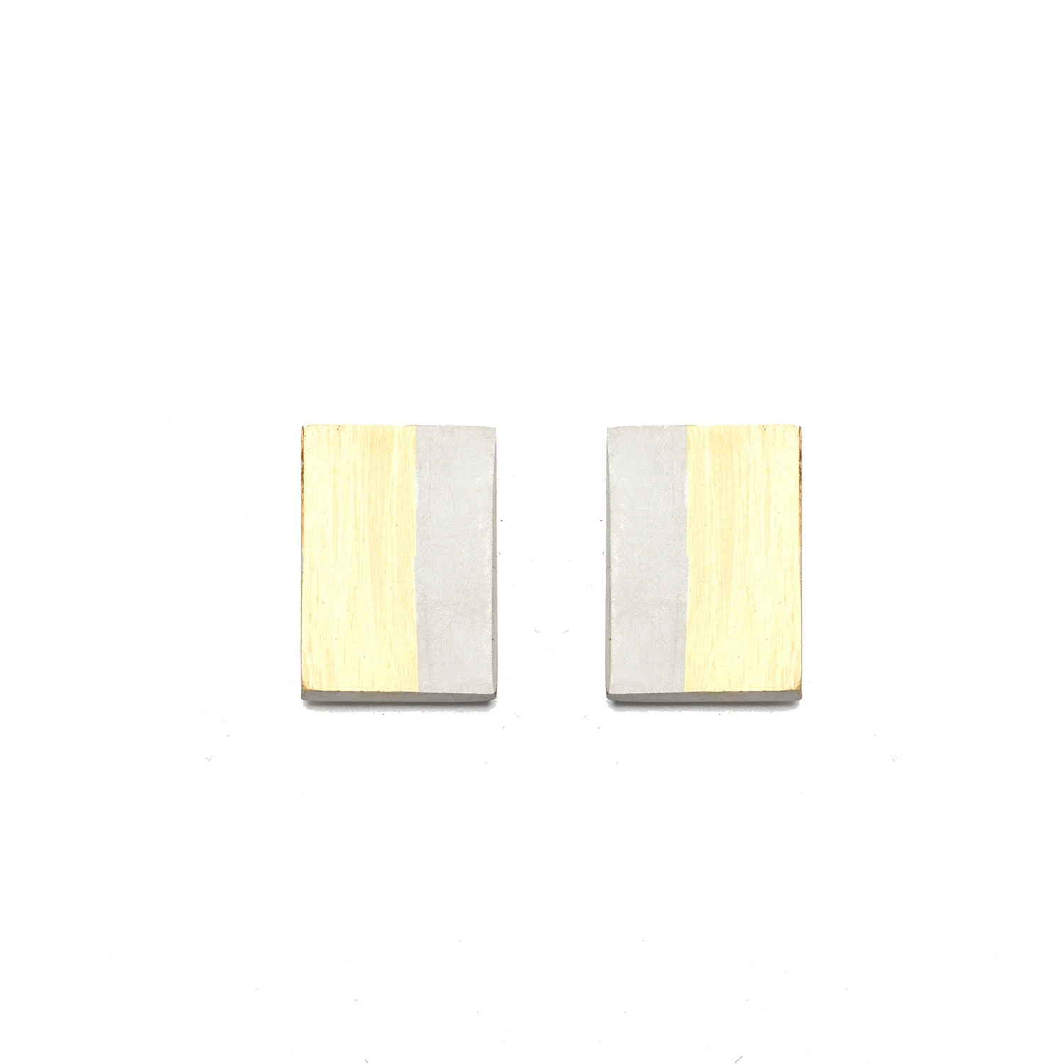 Silver and gold rectangle studs