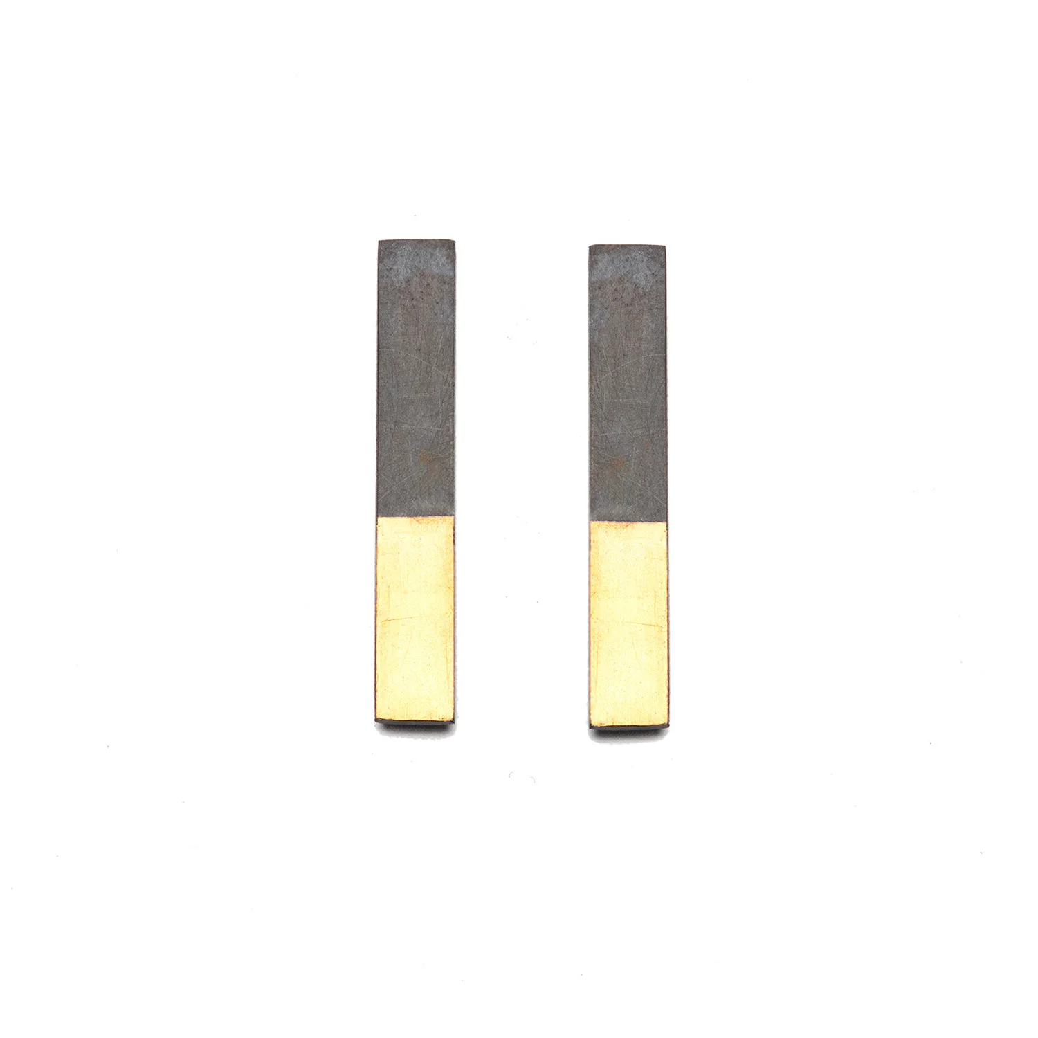Oxidised Silver Long Rectangle Studs
