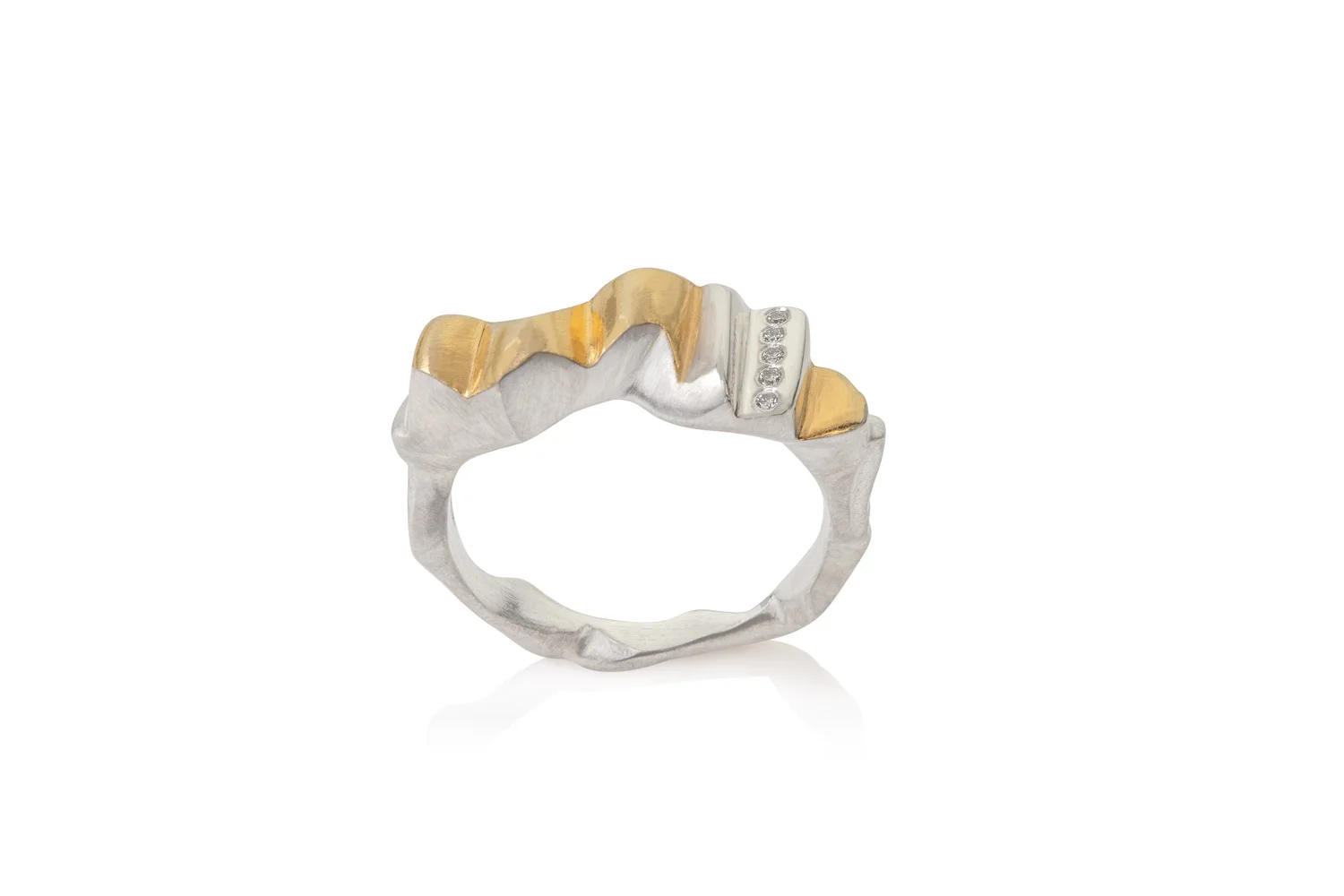 Diamond Shard Ring, Silver and Gold