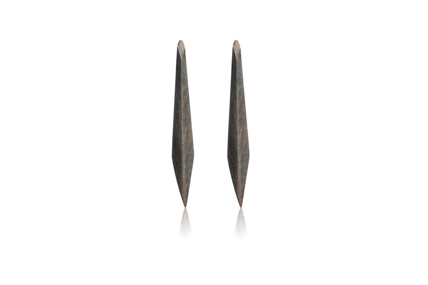 Slim Shard Earrings, Oxidised Silver