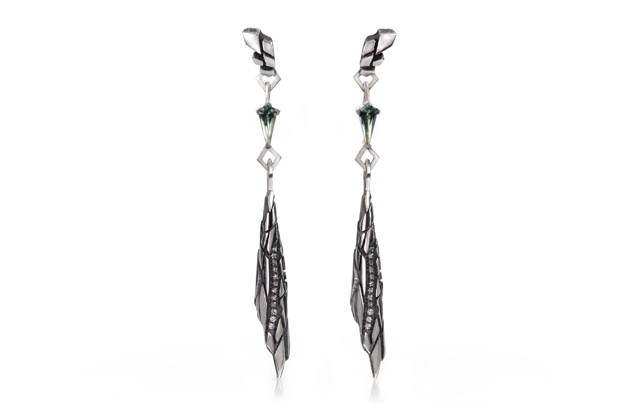 Earthquake Sapphire and Diamond Drop Earrings