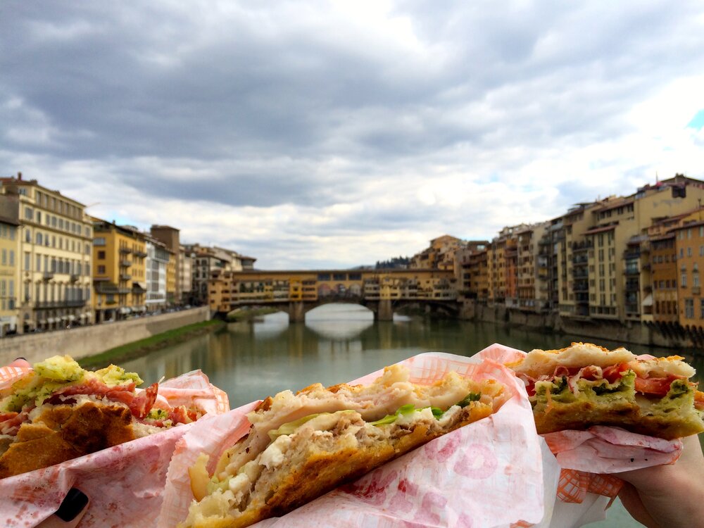 Eat a  panino  from one of Florence’s many bridges - this one has a great view of the Ponte Vecchio 