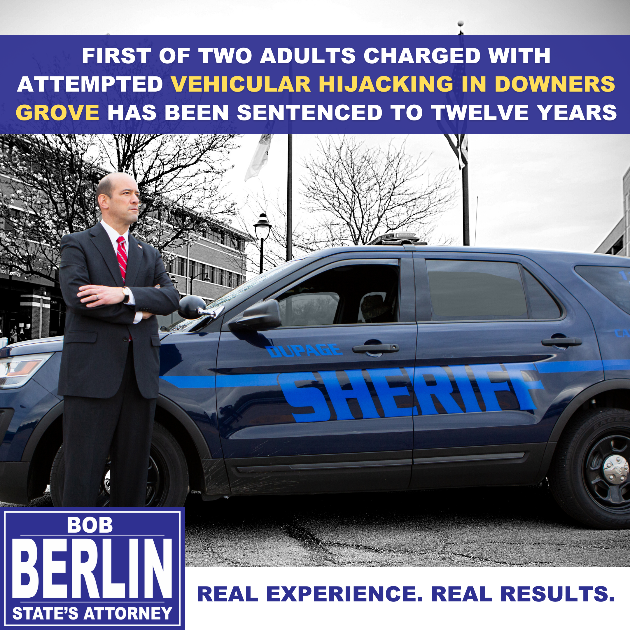First of Two Adults Charged with Attempted Vehicular Hijacking in Downers Grove has been Sentenced to Twelve Years