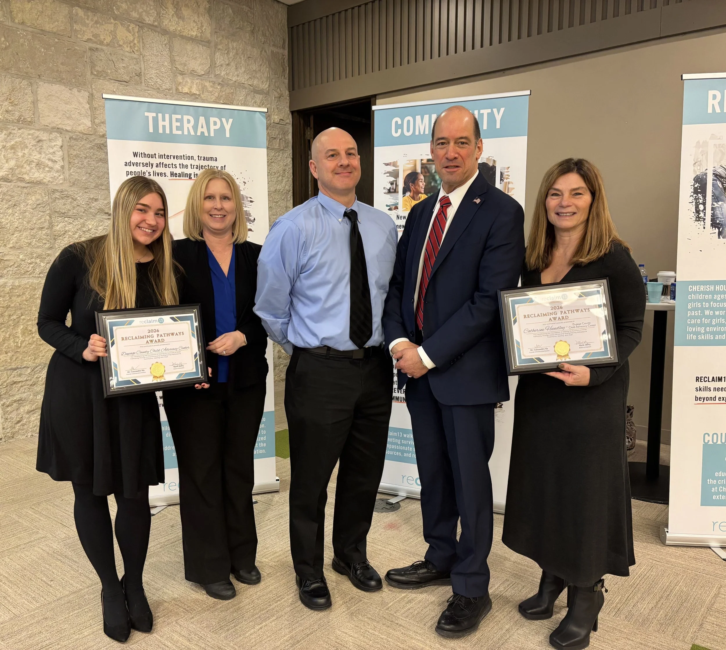 DuPage County Children Advocacy Center Receives Reclaim13 "Reclaiming Pathways Award" For Human Trafficking Work