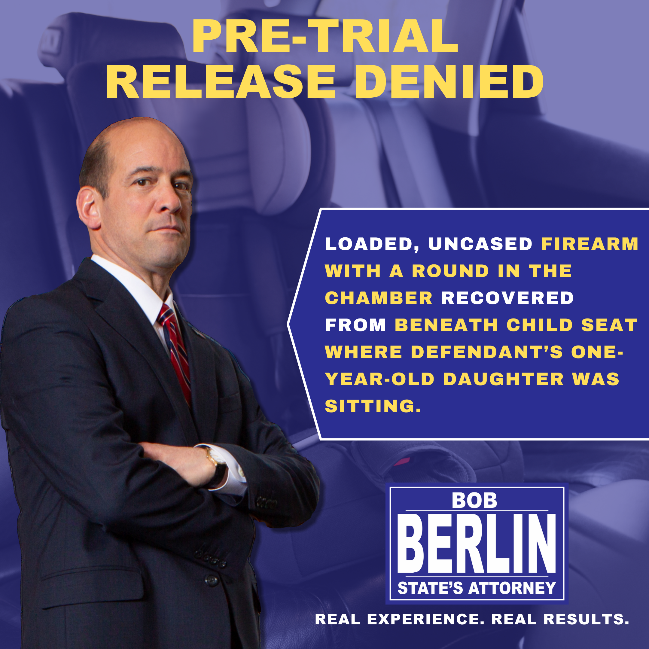  Court Grants State's Motion to Detain Pre-Trial Man Charged with Concealing Loaded Gun Under Occupied Child Car Seat