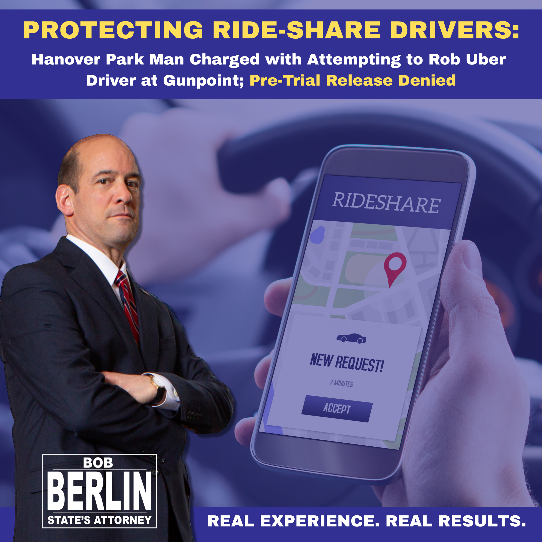 Hanover Park Man Charged with Attempting to Rob Uber Driver at Gunpoint; Pre-Trial Release Denied