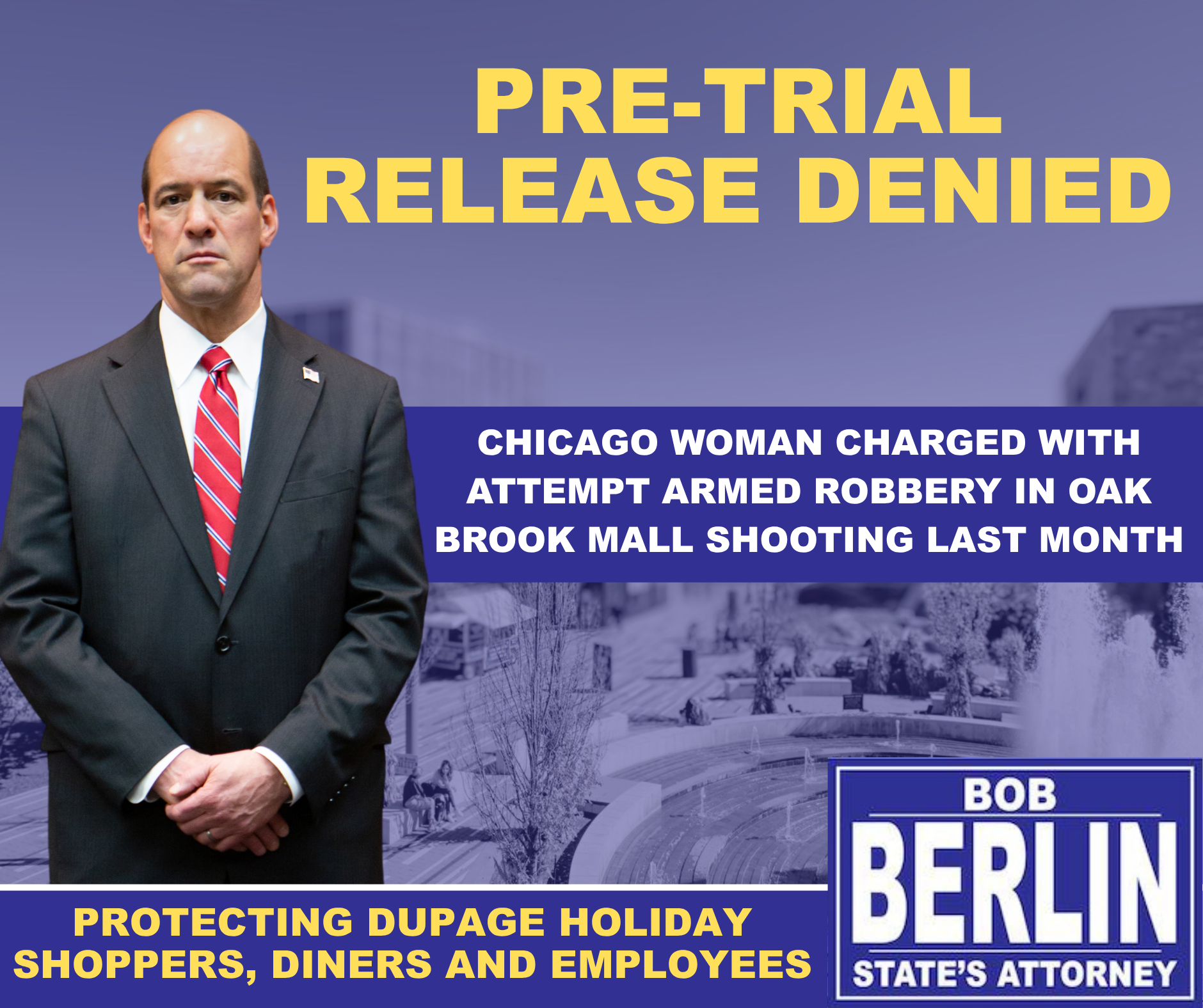 Court Grants State’s Motion to Deny Pre-Trial Release for Chicago Woman Charged with Attempt Armed Robbery in Oak Brook Mall Shooting Last Month