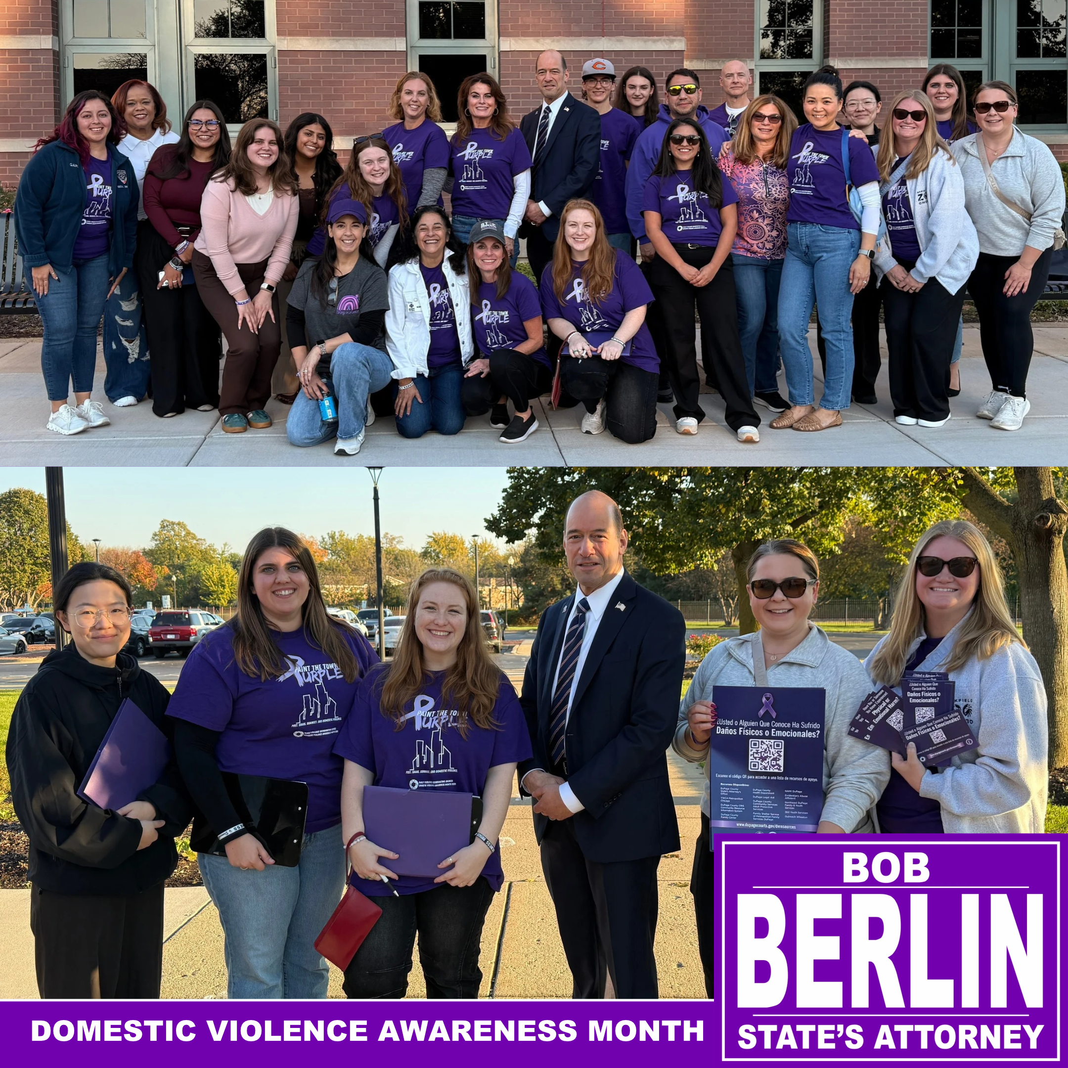 Bob Berlin and State's Attorneys Join DuPage's Family Violence Coordinating Council to Paint West Chicago Purple