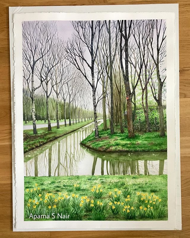 “Spring has arrived”-‘Watercolor on paper 76x56 cm
Painting of a cold early spring morning in Netherlands (Spaarnwoude Golf Club)
#watercolor #watercolourpainting #watercolor_blog #watercolorpainting #aquarel #aquarelle #aquarella #