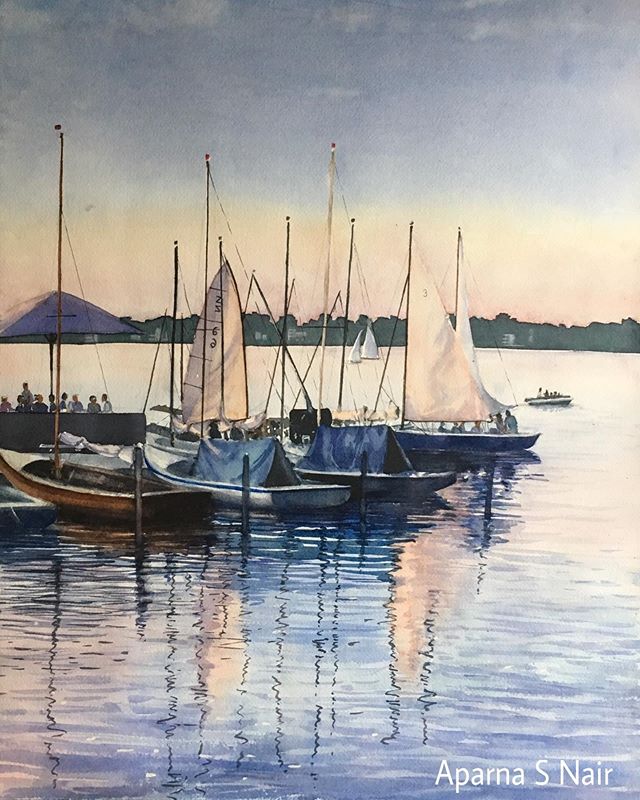 The Alster sailboats in summer- from the series ‘An der Alster’ (Watercolor 60x40cm) #alster #anderalster #hamburg #hamburgkunst #kunstwerk #aquarel #aquarela #aquarelle #watercolourpainting #waterblog #watercolor_blog #watercolorist #wa