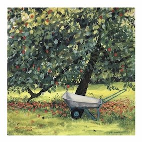 'Apple bounty', Gouache on paper, 21 cm x 21 cm
