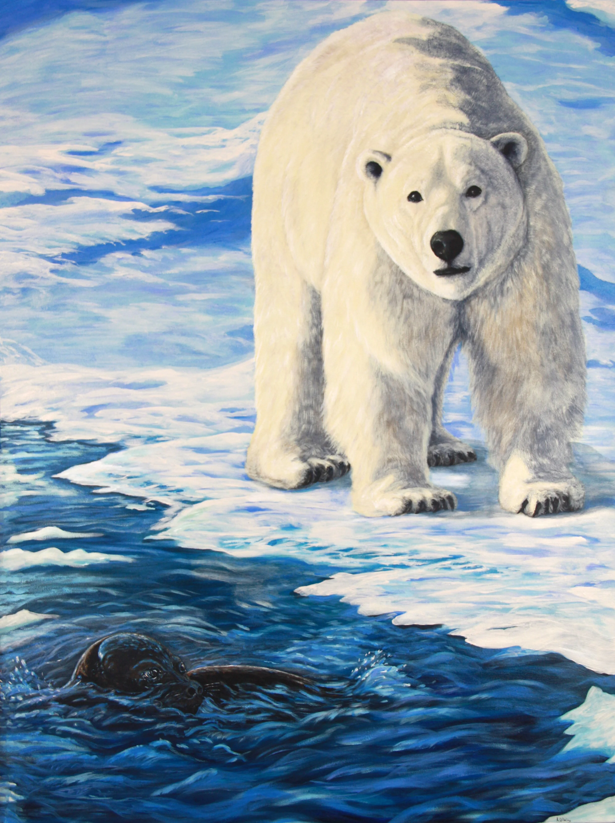 451 - Polar Bear & Seal - acrylic on canvas 36 x 48.jpg