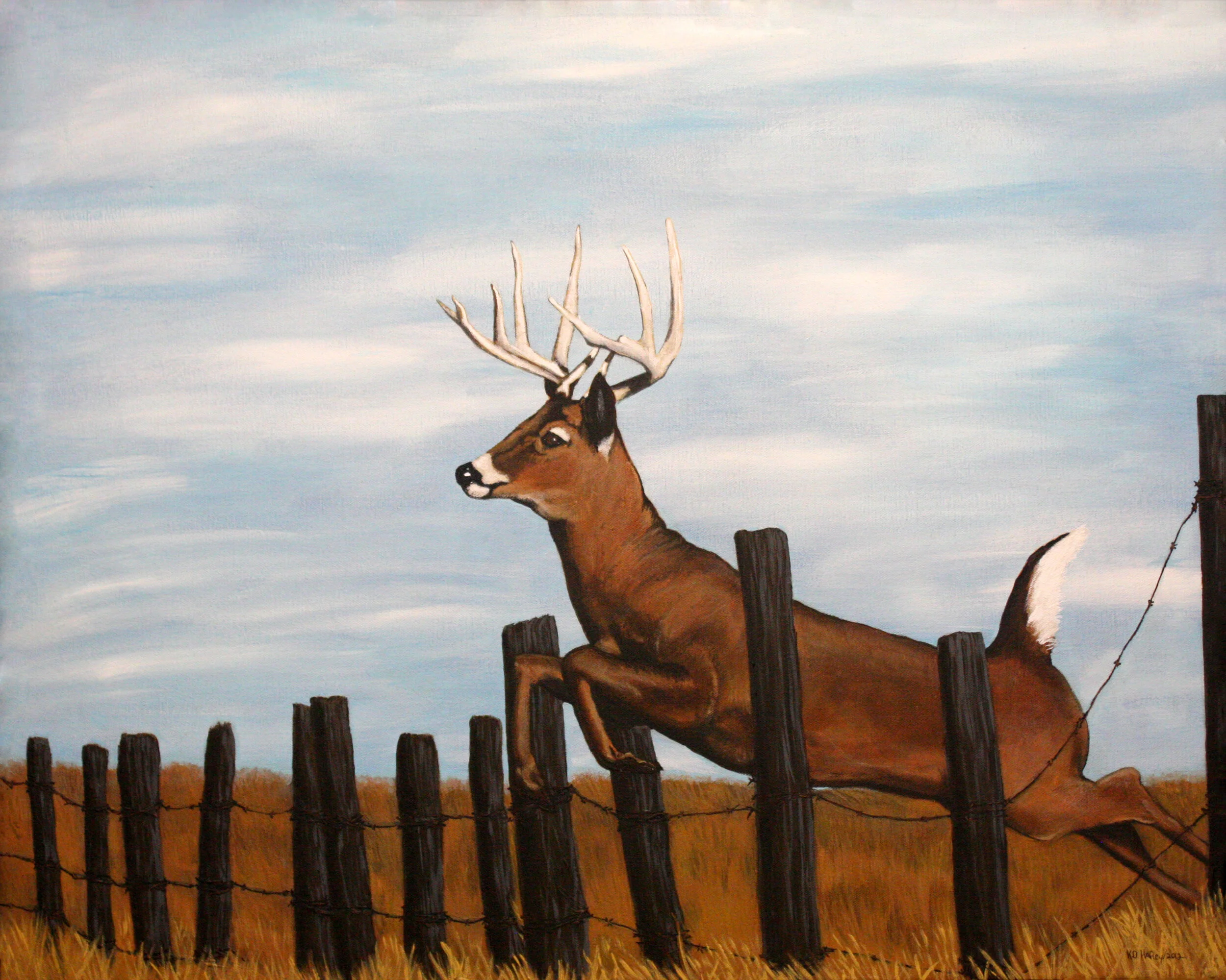 339 - Leaping Buck - acrylic on canvas 24 x 30.jpg