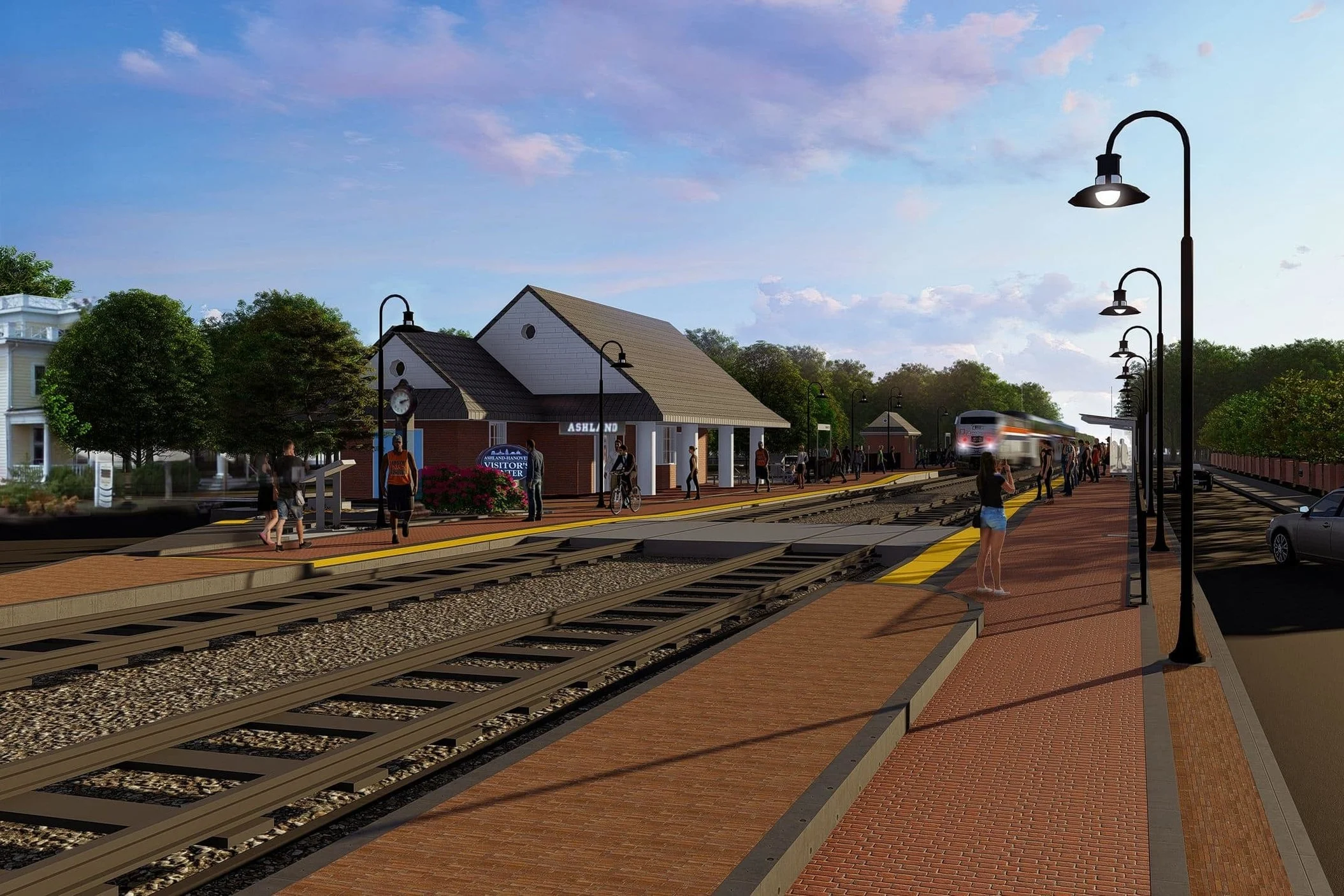 Above is a rendering of the new train platforms as seen from Route 54 facing north.