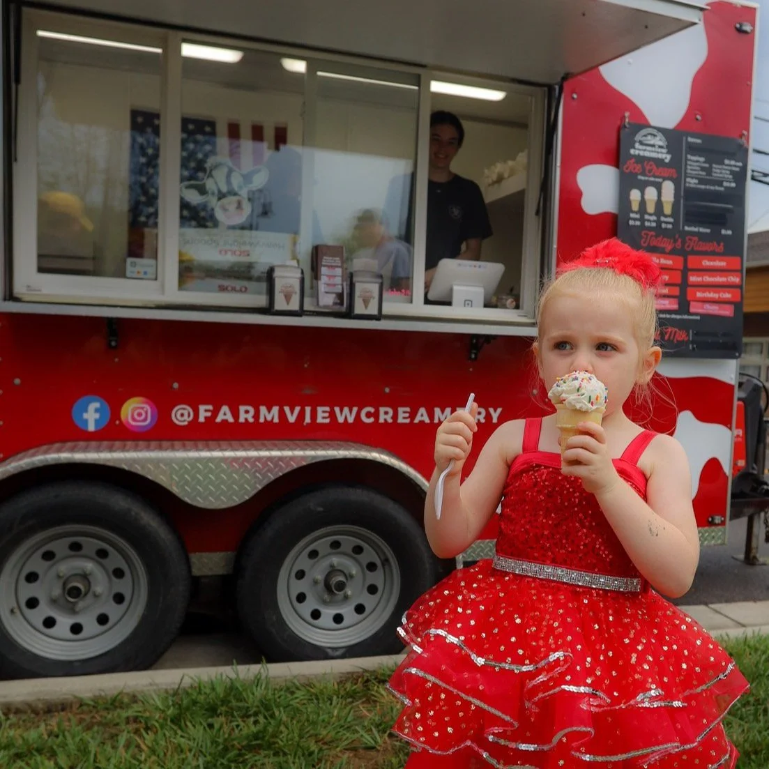 Food trucks like Farmview Creamery at Ashland Fourth Fridays in downtown Ashland Virginia
