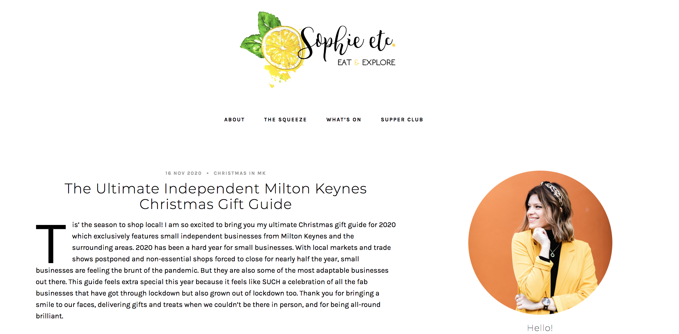Featured in 'The Independent Milton Keynes Christmas Gift Guide' by Sophie Etc // NOV 2020
