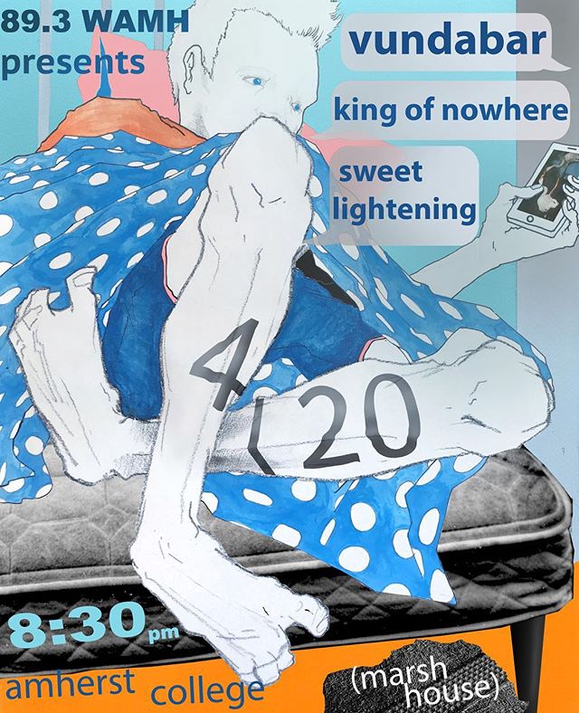 King of Nowhere is so excited to announce our show with @vundabores and @sweet._.lightning ! I&rsquo;m a big fan of both of these bands and also excited to be in western mass again, where my beloved alma mater, Hampshire College, was able to continue