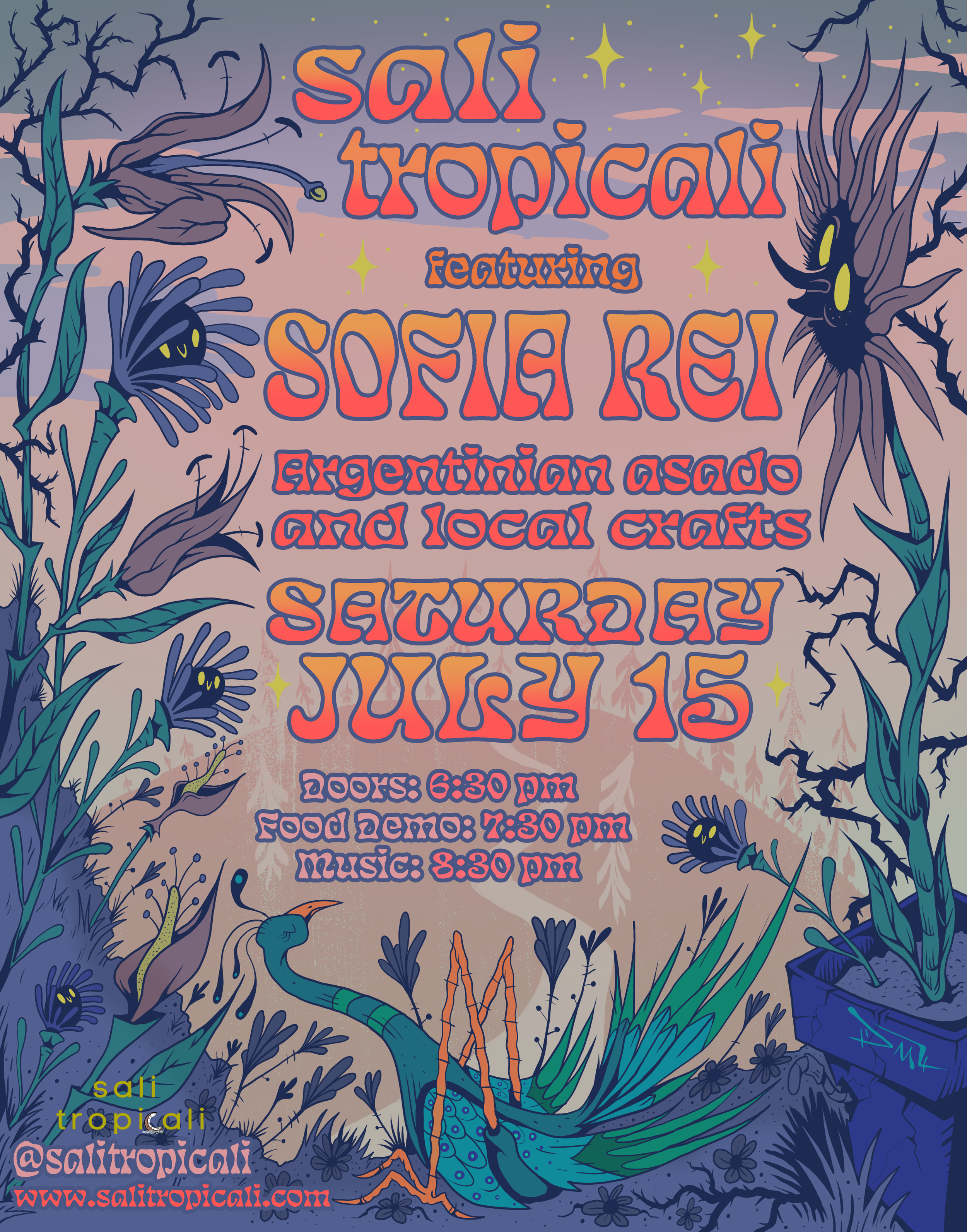 Poster for Sali Tropicali (brooklyn-based booking collective)